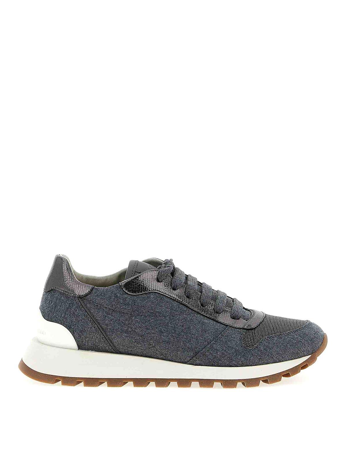 スニーカー BRUNELLO CUCINELLI Women Sneakers MZSFG2110LE C2657 GREEN Brunello Cucinelli Grey/Sage Green Sneakers in Suede