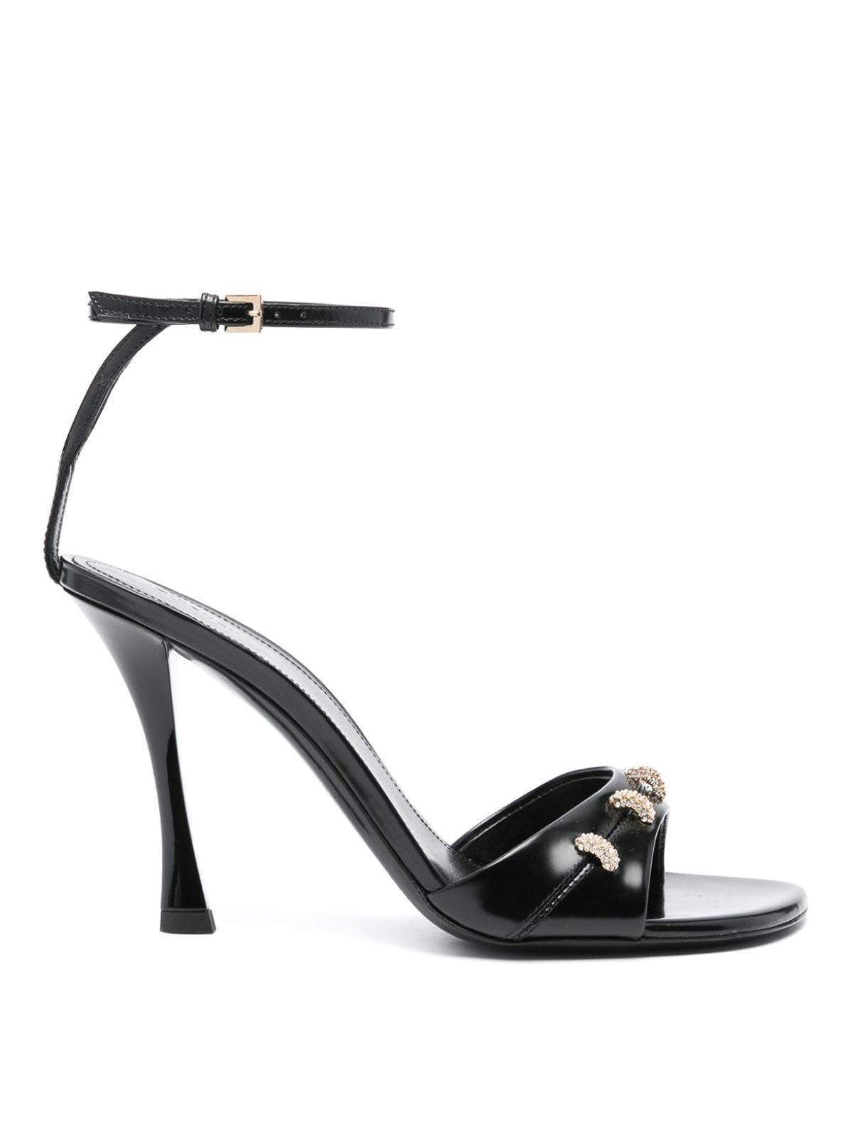 サンダル・ミュール GIVENCHY STITCH LEATHER SANDALS Givenchy Heels Givenchy Women´s Black Stitch Leather