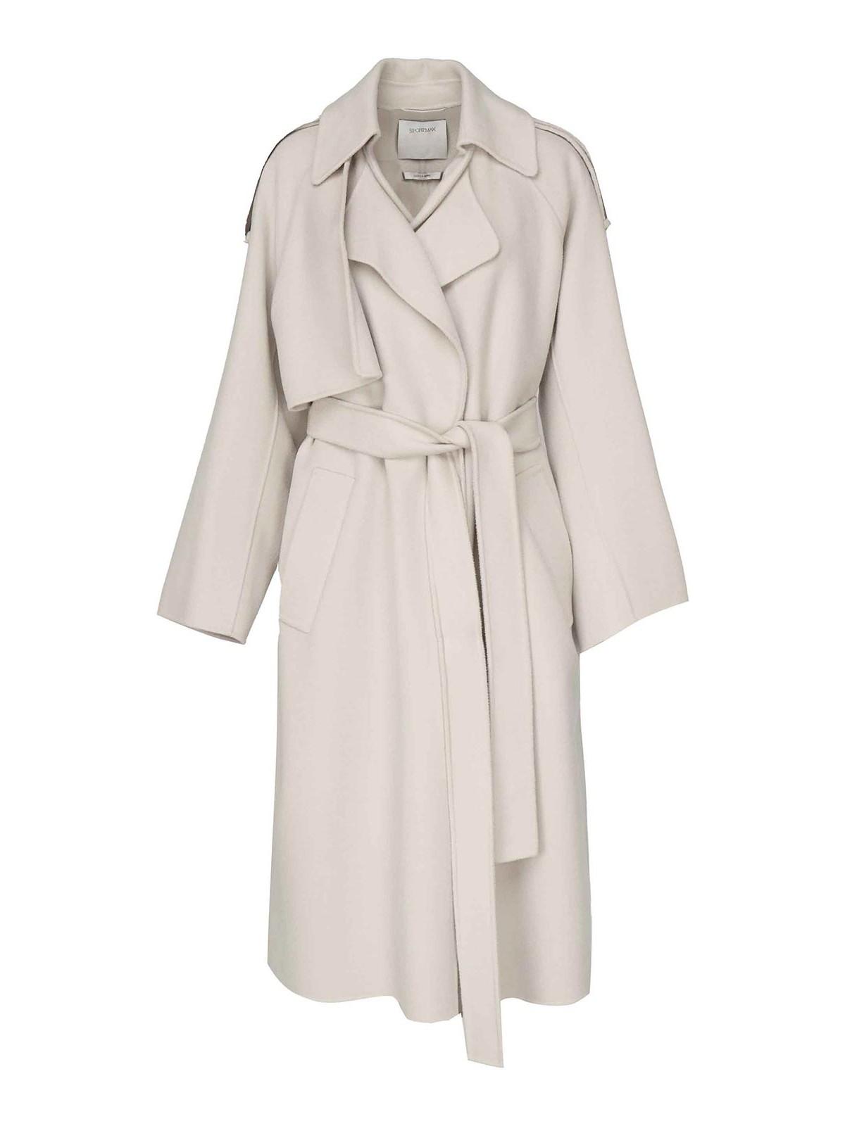 コート SPORTMAX Women Trench Coats 2512471013600001 White Trench coat Sportmax White size 42 IT in Cotton - 46264933