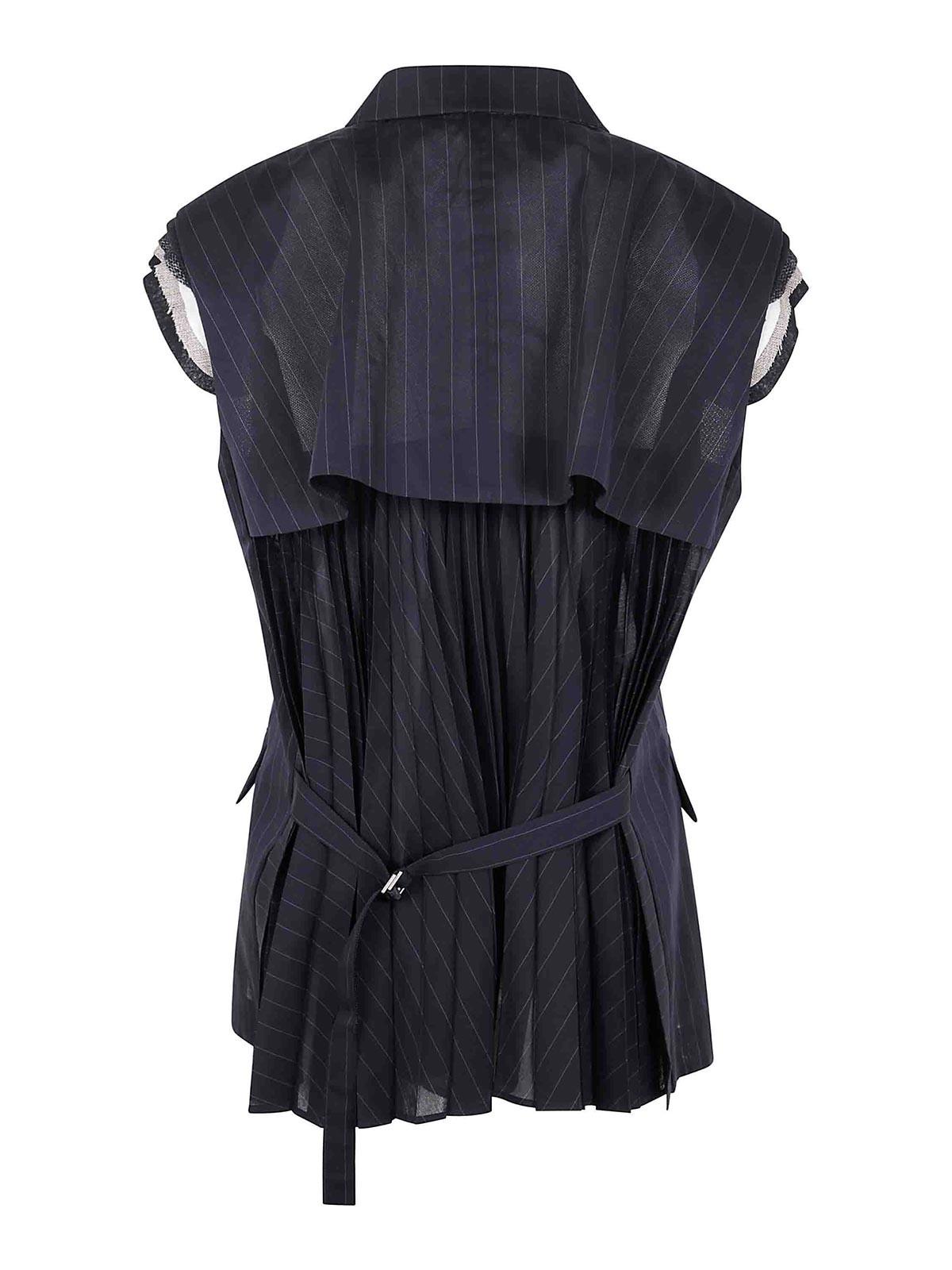 Sacai High Twist Voile Vest in Black | Lyst