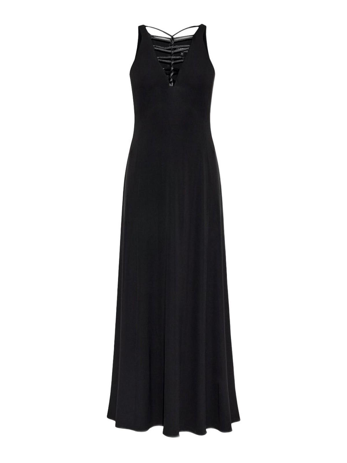 VIP【関税送料無料】希少 EMPORIO ARMANI LONG DRESS Chenille jersey long dress with rhinestone shoulder straps
