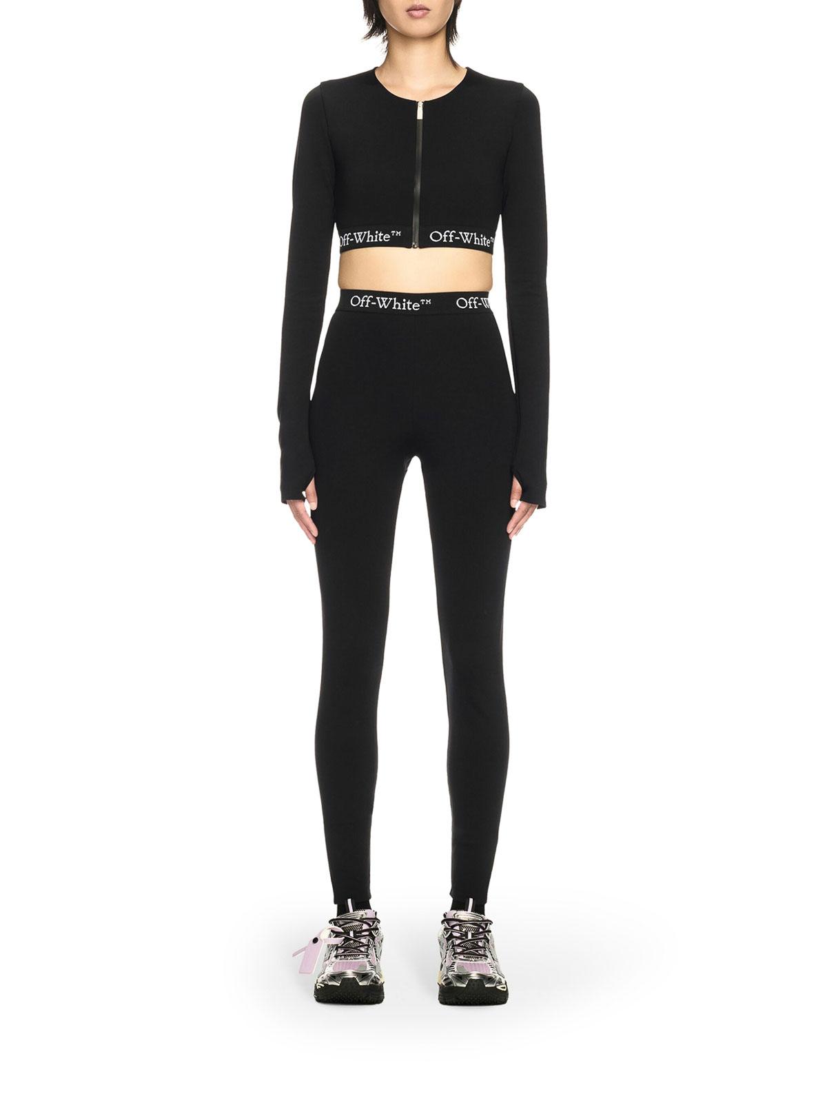 パンツ OFF WHITE Nylon leggings BLACK - WHITE Off-White logo-band Leggings | Black | FARFETCH