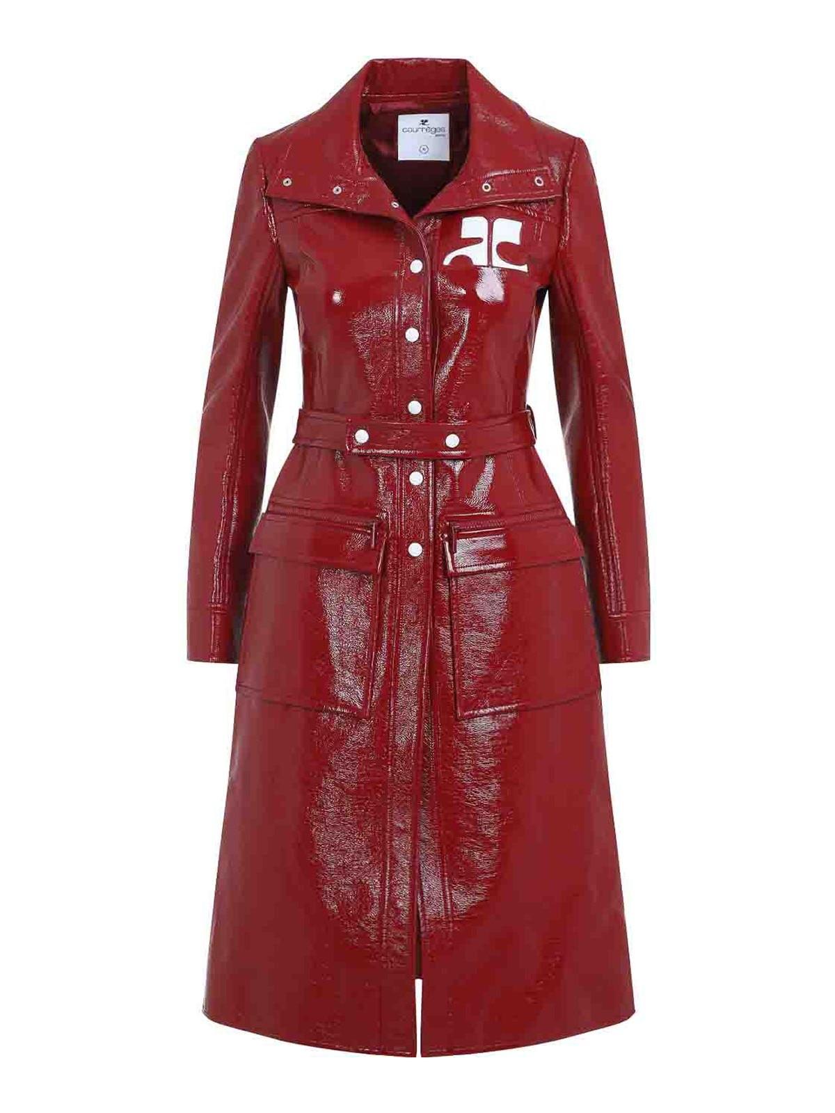 トレンチコート COURREGES BELTED TRENCH COAT Courreges Reedition Vinyl Belted A-Line Trench Coat | Neiman