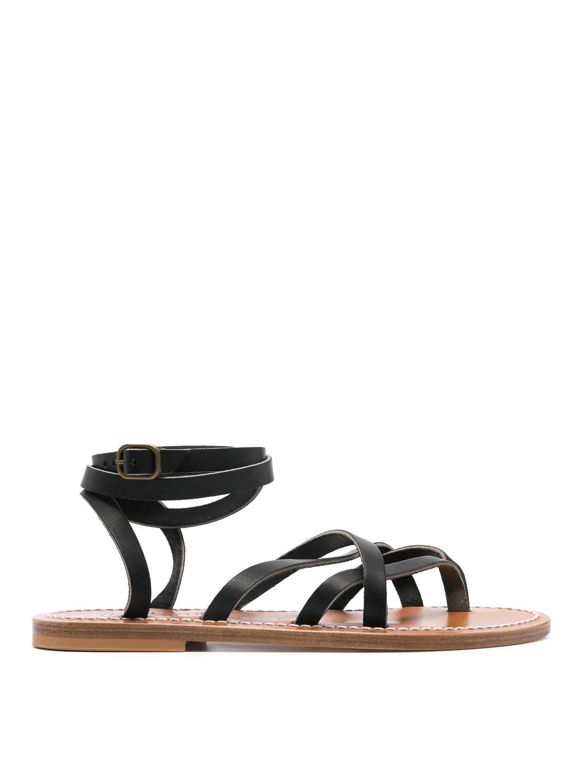 サンダル KJACQUES Men Sandals BARIGOULEHTNFBCNC PULNOIR BLACK K. Jacques Leather sandals for Men | Online Sale up to 64