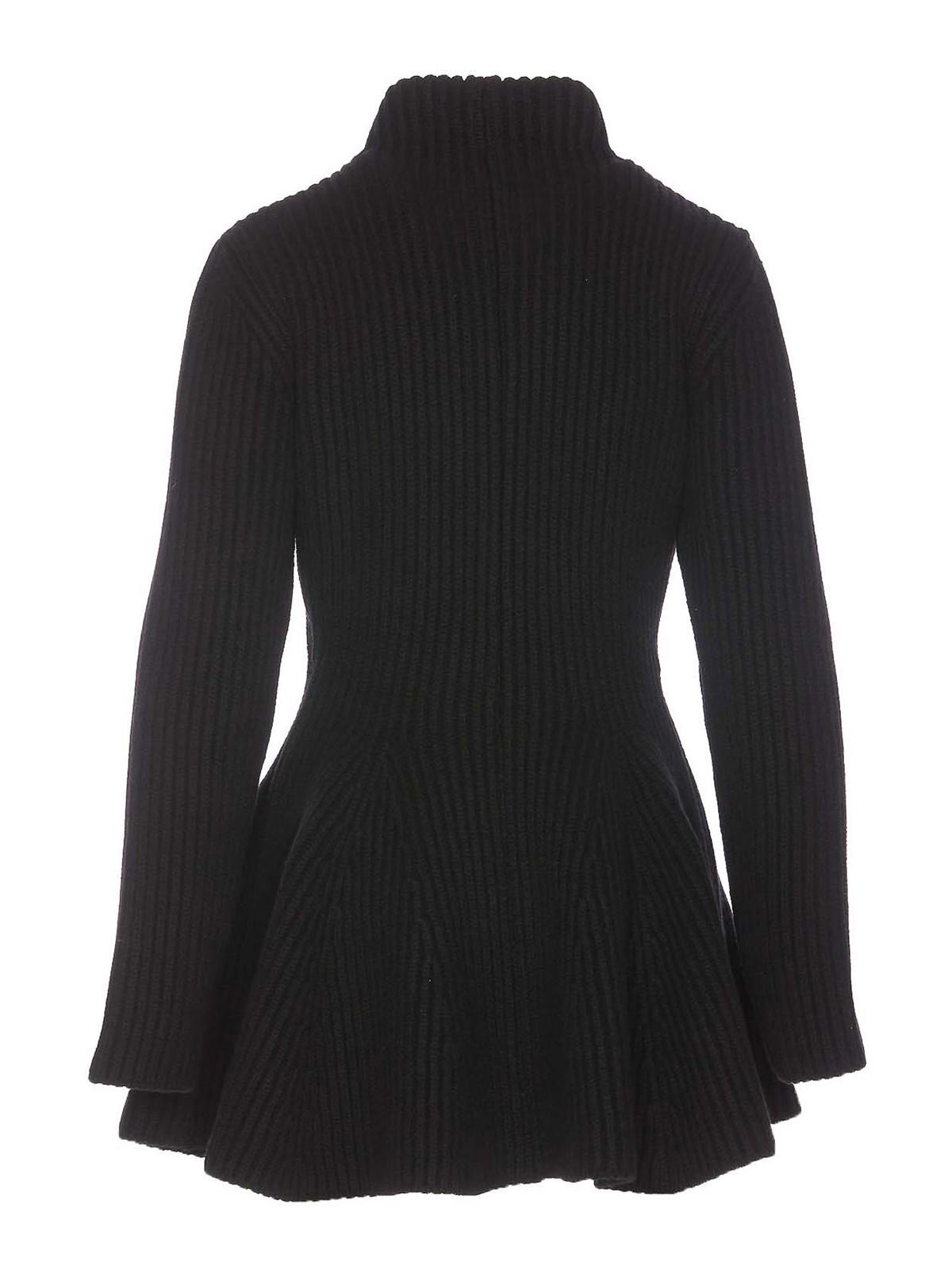 アウターその他 ALAIA PEPLUM CARDIGAN Alaïa Wool-Blend Flared Cardigan in Black | Lyst