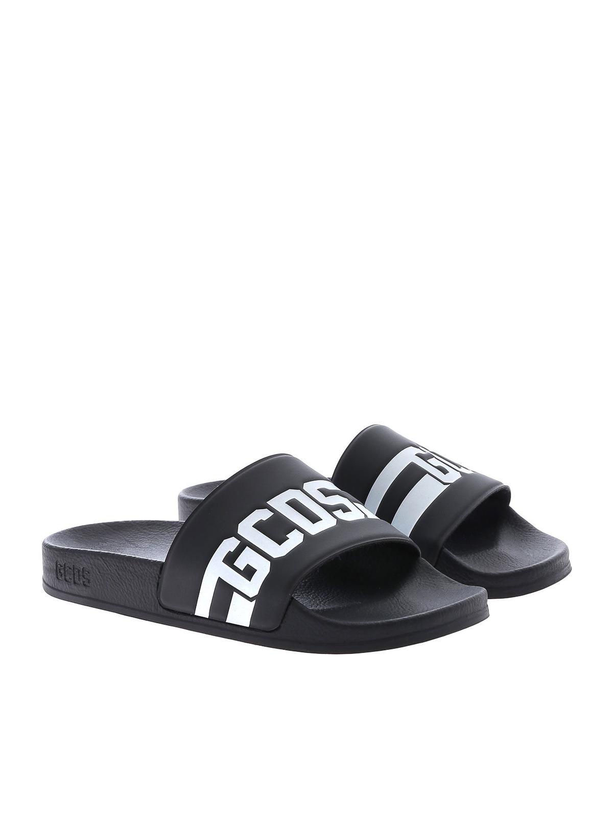 GCDS Black Sandals Minimalist Design Leather Minimalist Sandal – La Garçonne main image 2