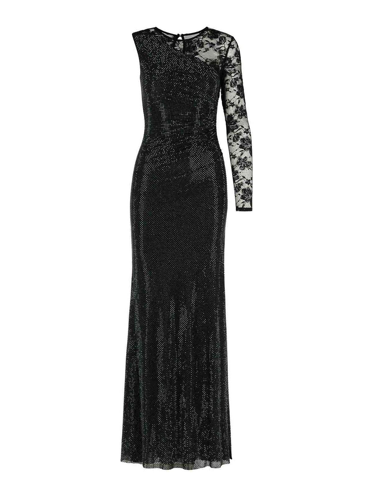 self portrait one shoulder sequin dress Grey Rhinestone One Shoulder Maxi Dress