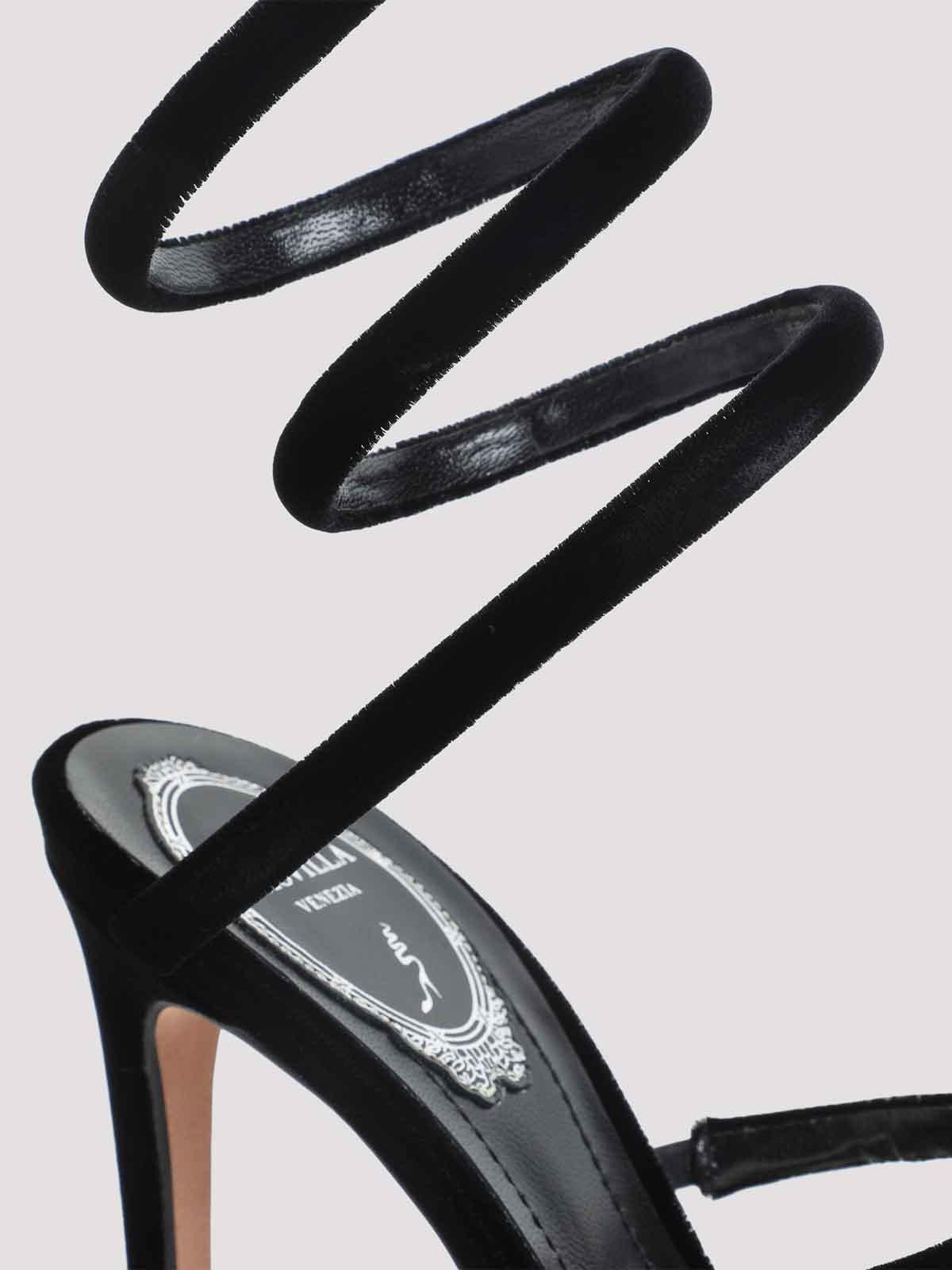 RENE CAOVILLA VELVET SNAKE SANDALS サンダル Rene Caovilla Ren Caovilla Velvet Snake Sandals in Black | Lyst