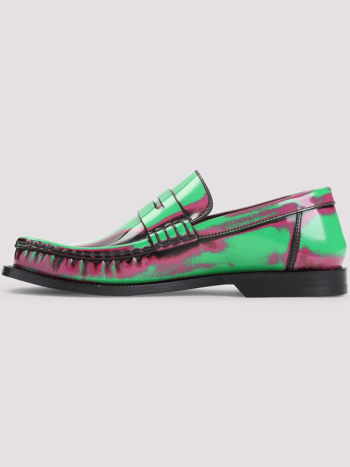 ローファー・オックスフォード LOEWE Multicolor leather Campo loafers Loewe - Campo Green & Pink Brushed Leather Loafer