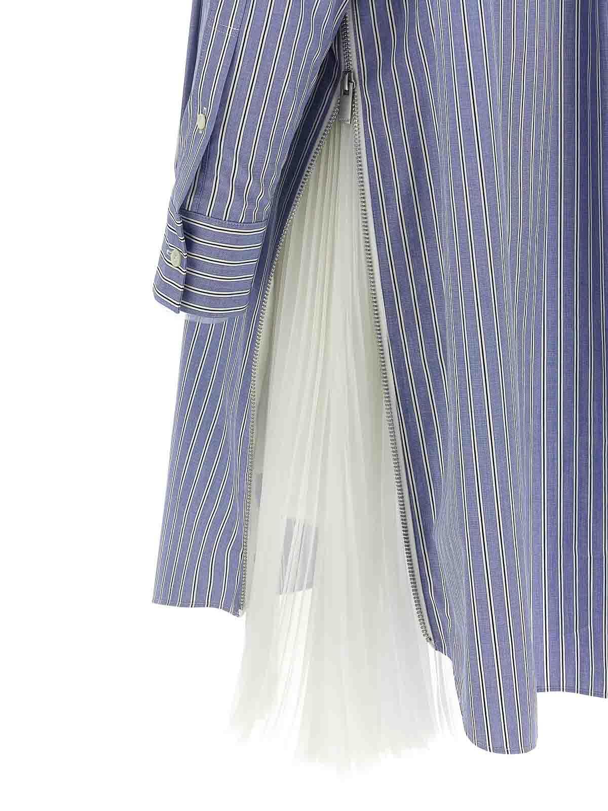 ワンピース SACAI Mini chemisier dress Blue Sacai Chemisier Dress In Blue | ModeSens