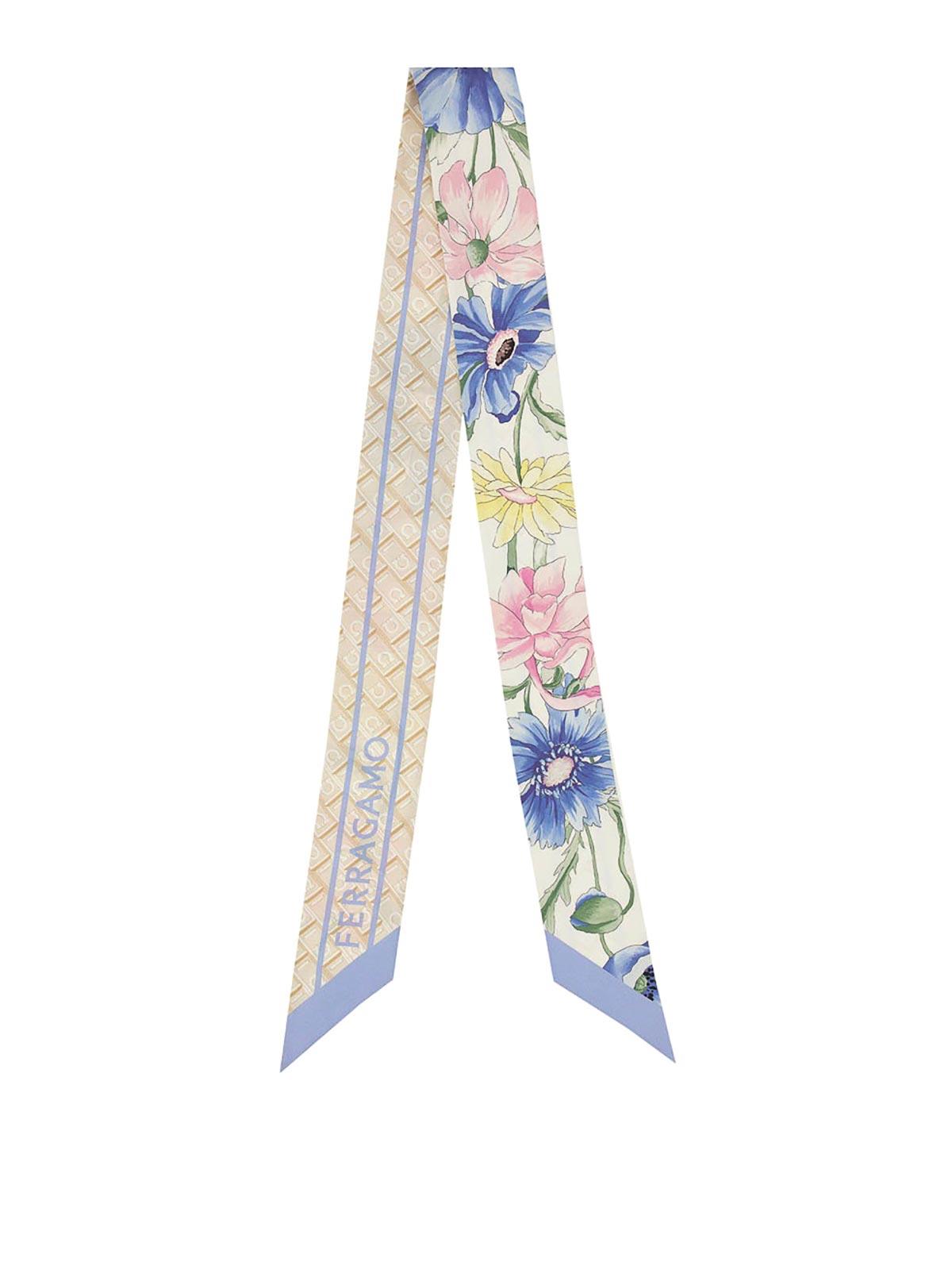 スカーフ Ferragamo Bandeau With Bouquet Print Ferragamo Bandeau With Bouquet Print in Blue | Lyst