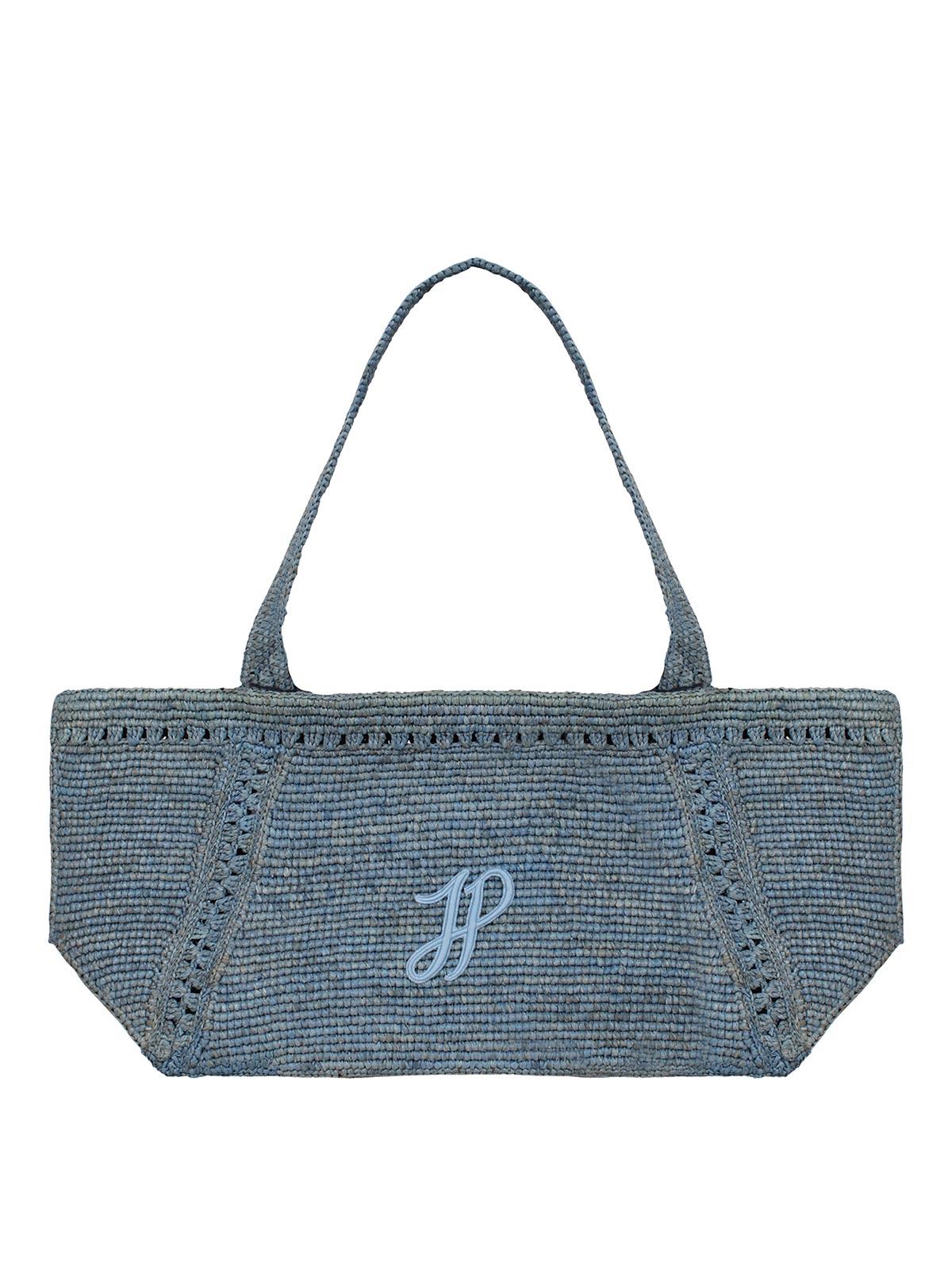 トートバッグ PATOU small JP monogram trapeze-design tote bag Patou Small JP Monogram trapeze-design Tote Bag | Blue