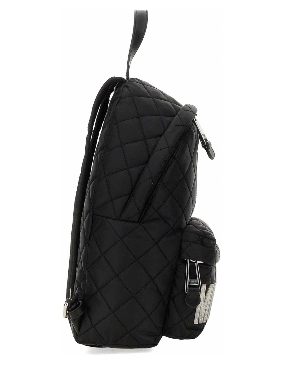 Designer Backpack Moschino Quilted Nylon Backpack Moschino Logo