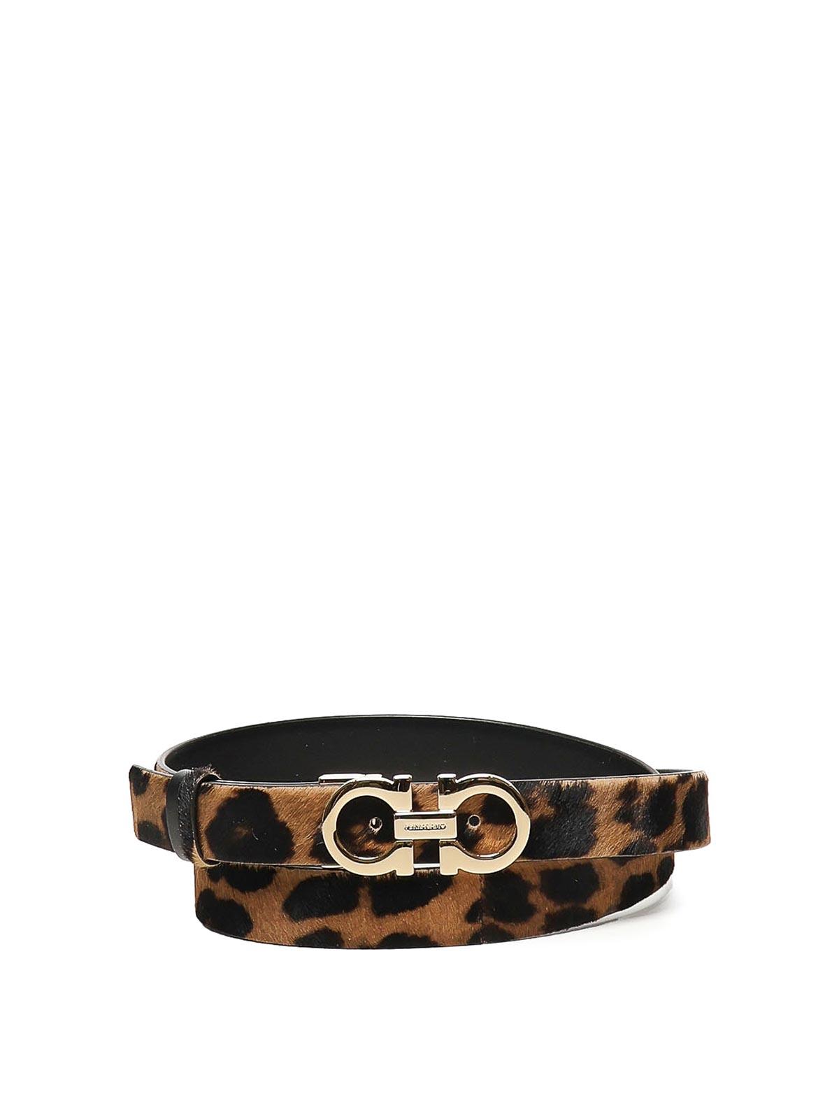 Ferragamo Animal Print Gancini Belt in Black | Lyst