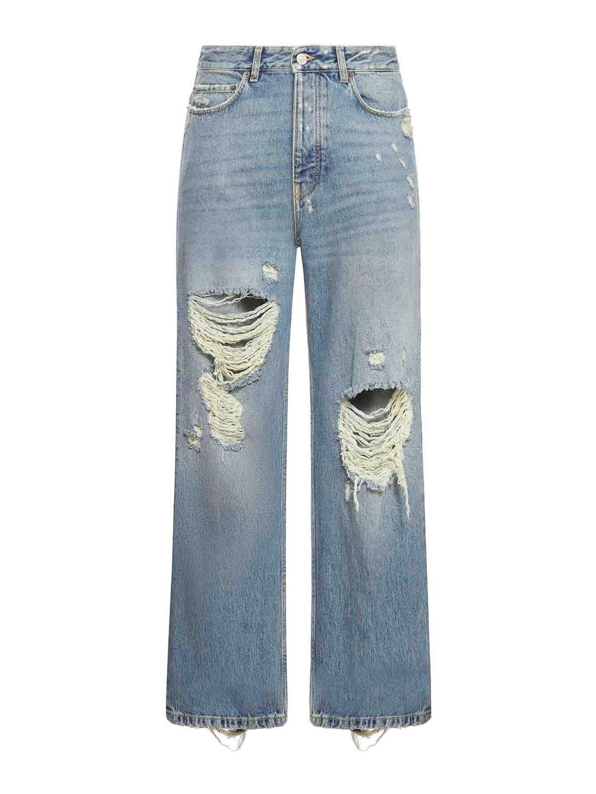 Ripped Jeans Balenciaga Pants Mens Price Balenciaga Ripped Straight-leg Jeans In Blue For Men Lyst