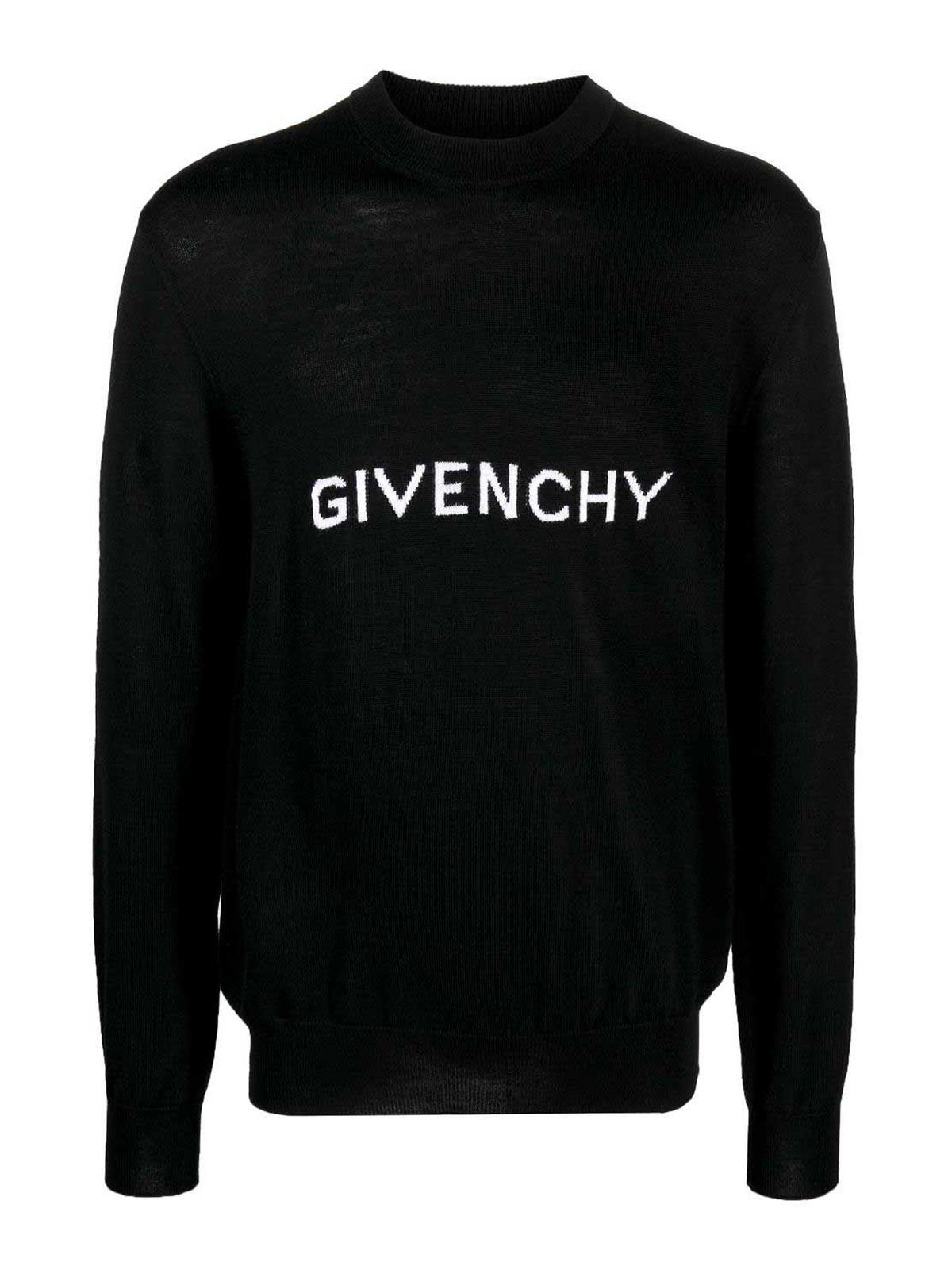 Givenchy Logo Wool Crewneck Jumper in Black for Men Lyst UK