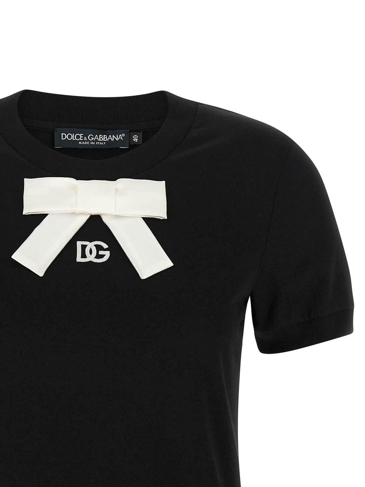 Dolce & Gabbana Bow T-Shirt in Black | Lyst UK