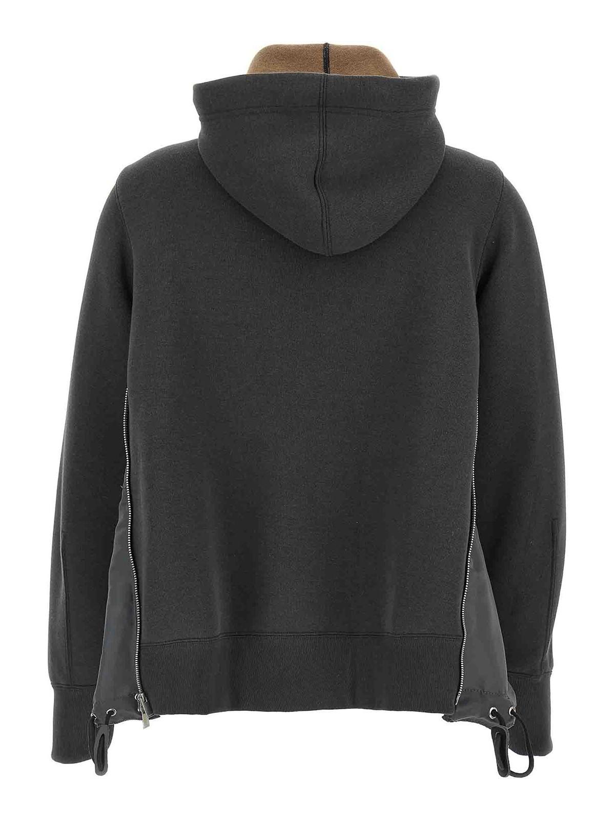 【送料&関税込】Sacai Zip Hoodie Gray Garment Dye Cotton Jersey Hoodie by sacai on Sale