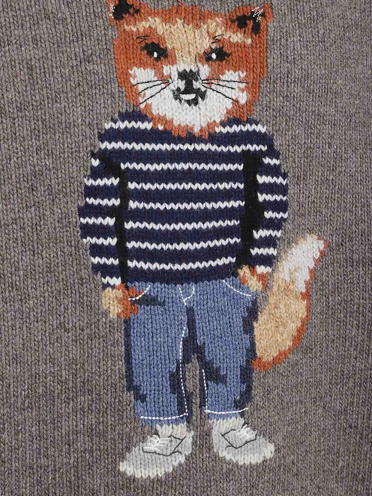 Maison Kitsuné Dressed Fox Intarsia Wool Jumper in Gray for Men | Lyst