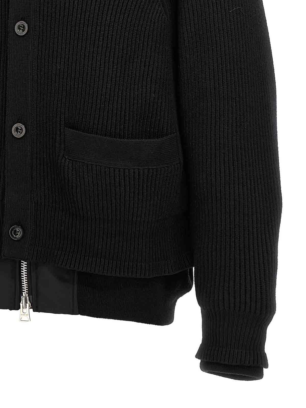 ブルゾン sacai Nylon insert cardigan Sacai Nylon Insert Cardigan in Black for Men | Lyst