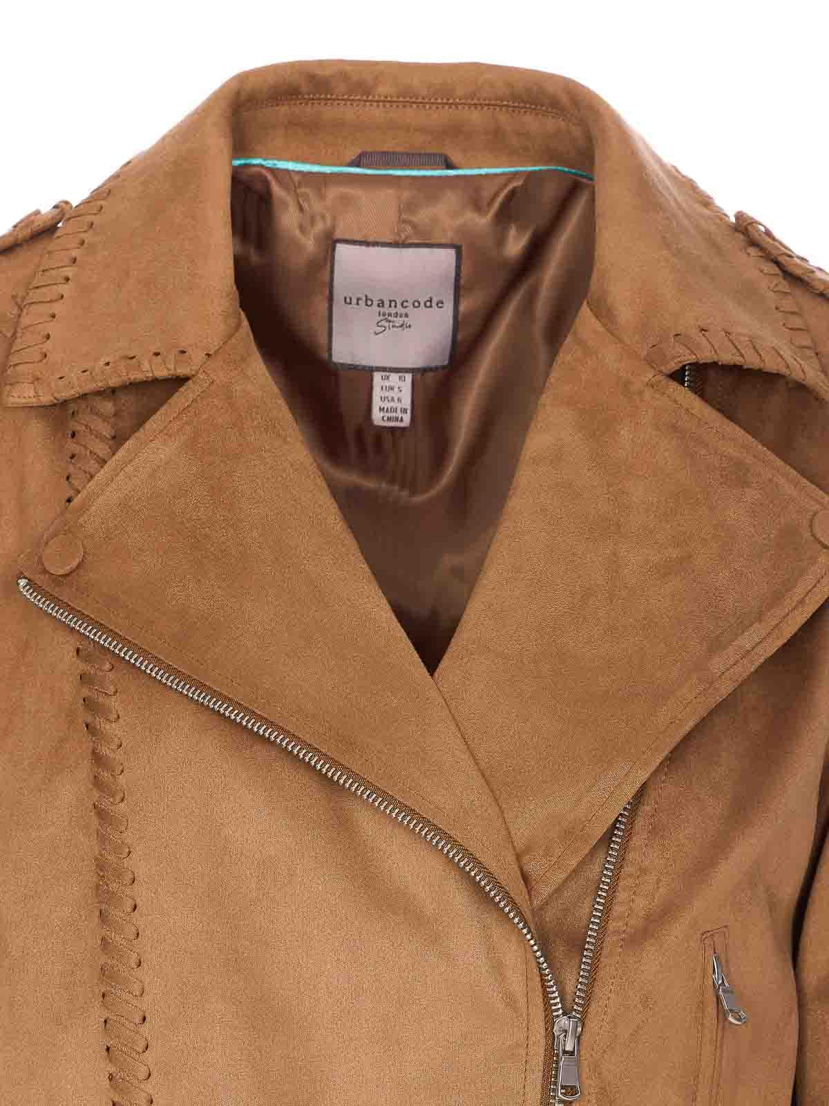 レザージャケット・コート URBANCODE FAKE SUEDE LEATHER JACKET Urbancode Faux Suede Leather Jacket in Brown | Lyst