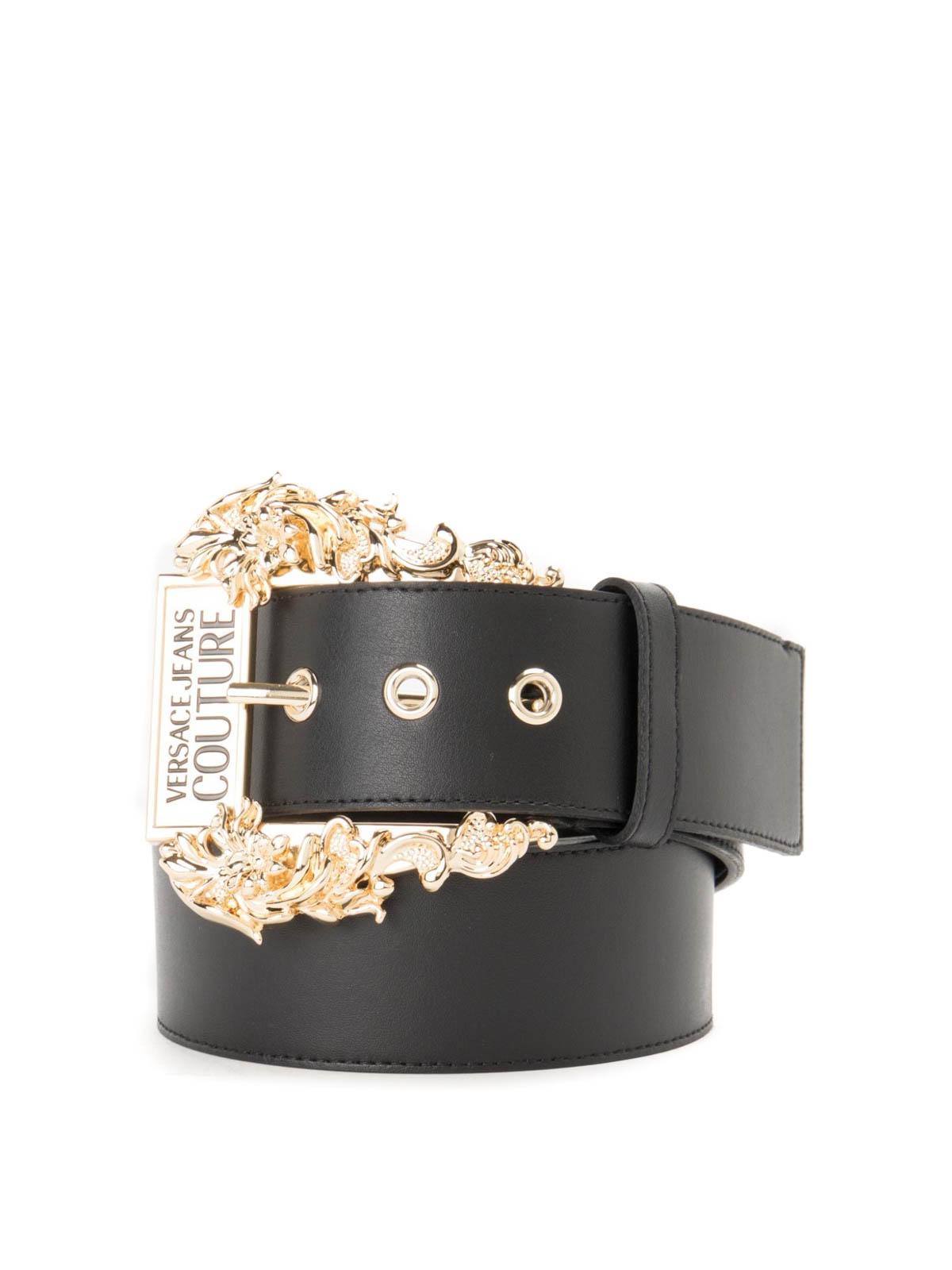Versace Black Leather Belts
