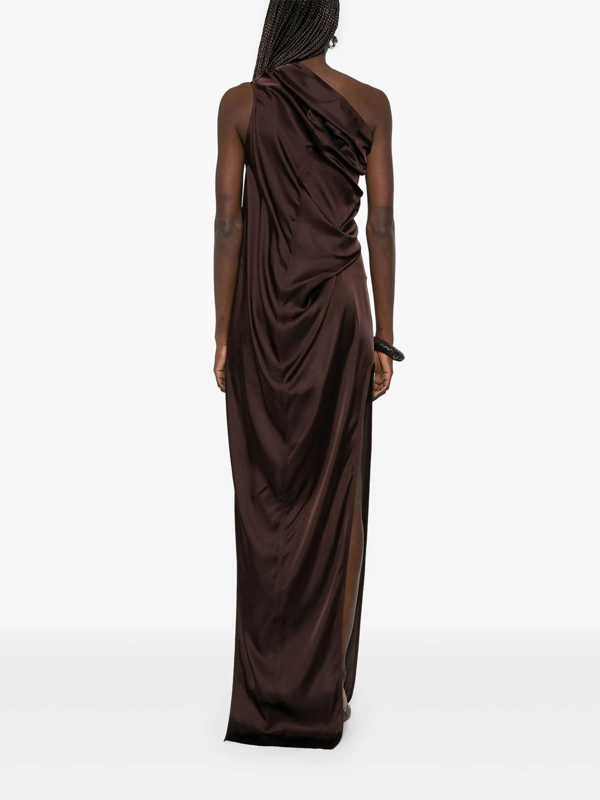 【送料&関税込】Rick Owens Arrowhead Gown Athena Arrowhead one-shoulder gown in brown - Rick Owens