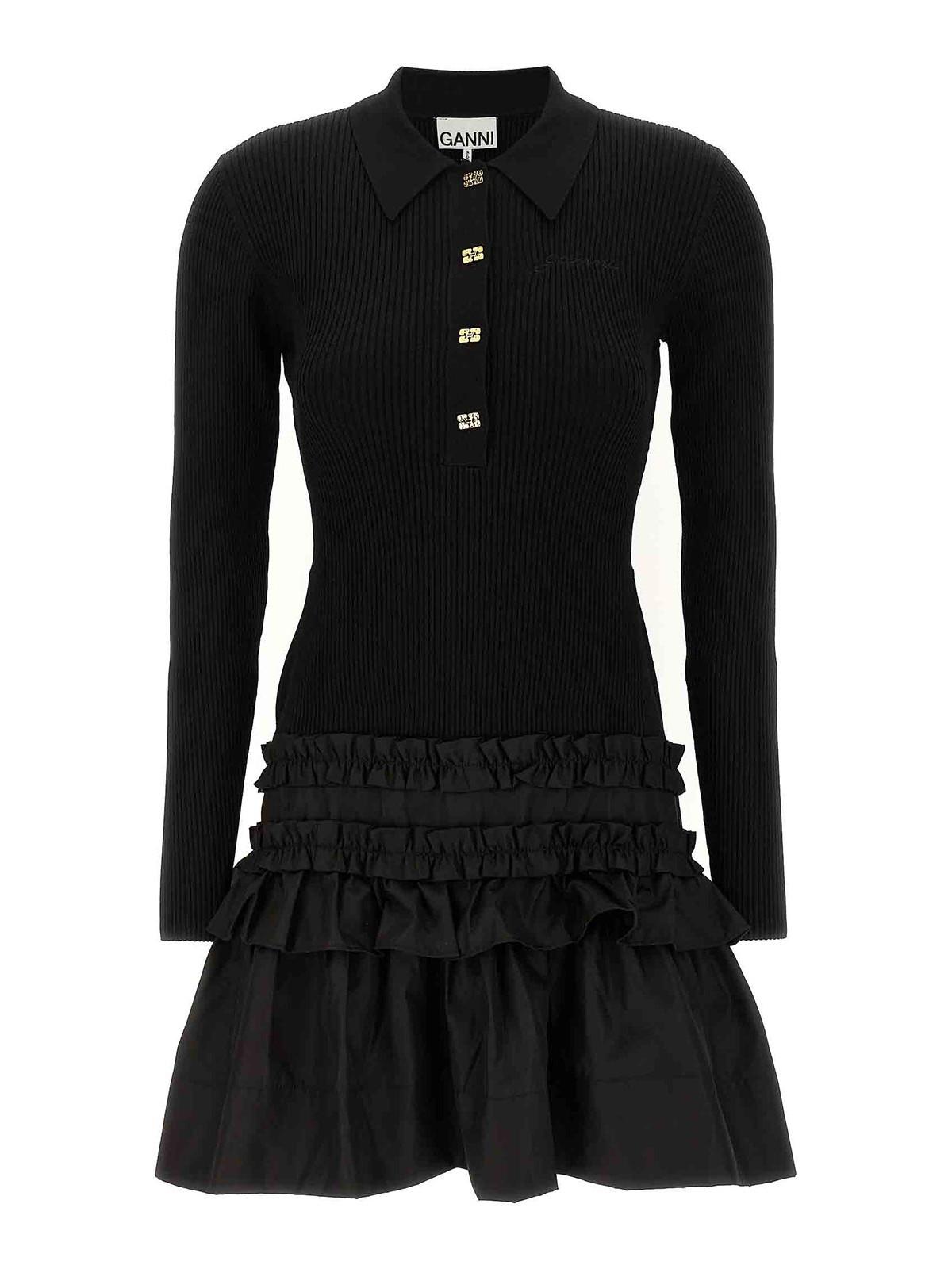 Ganni Short Dresses in Black