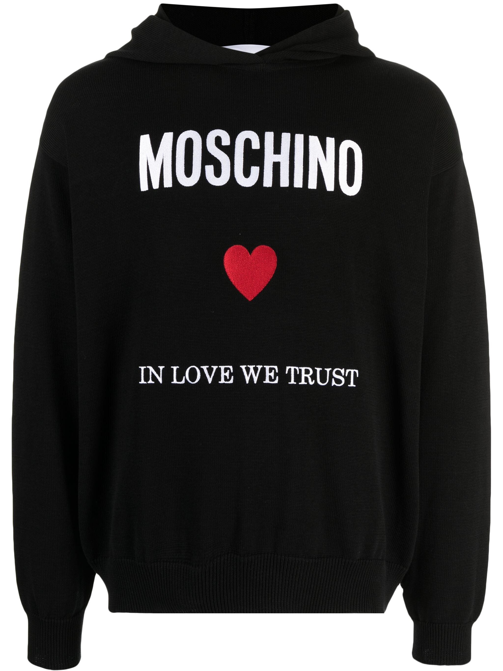 Moschino logo-print cotton hoodie - Black