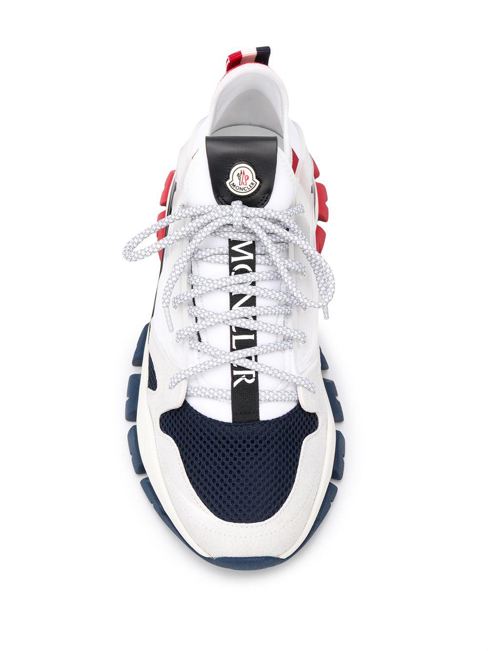 Moncler Leather And Mesh Panelled Sneakers in White for Men | Lyst