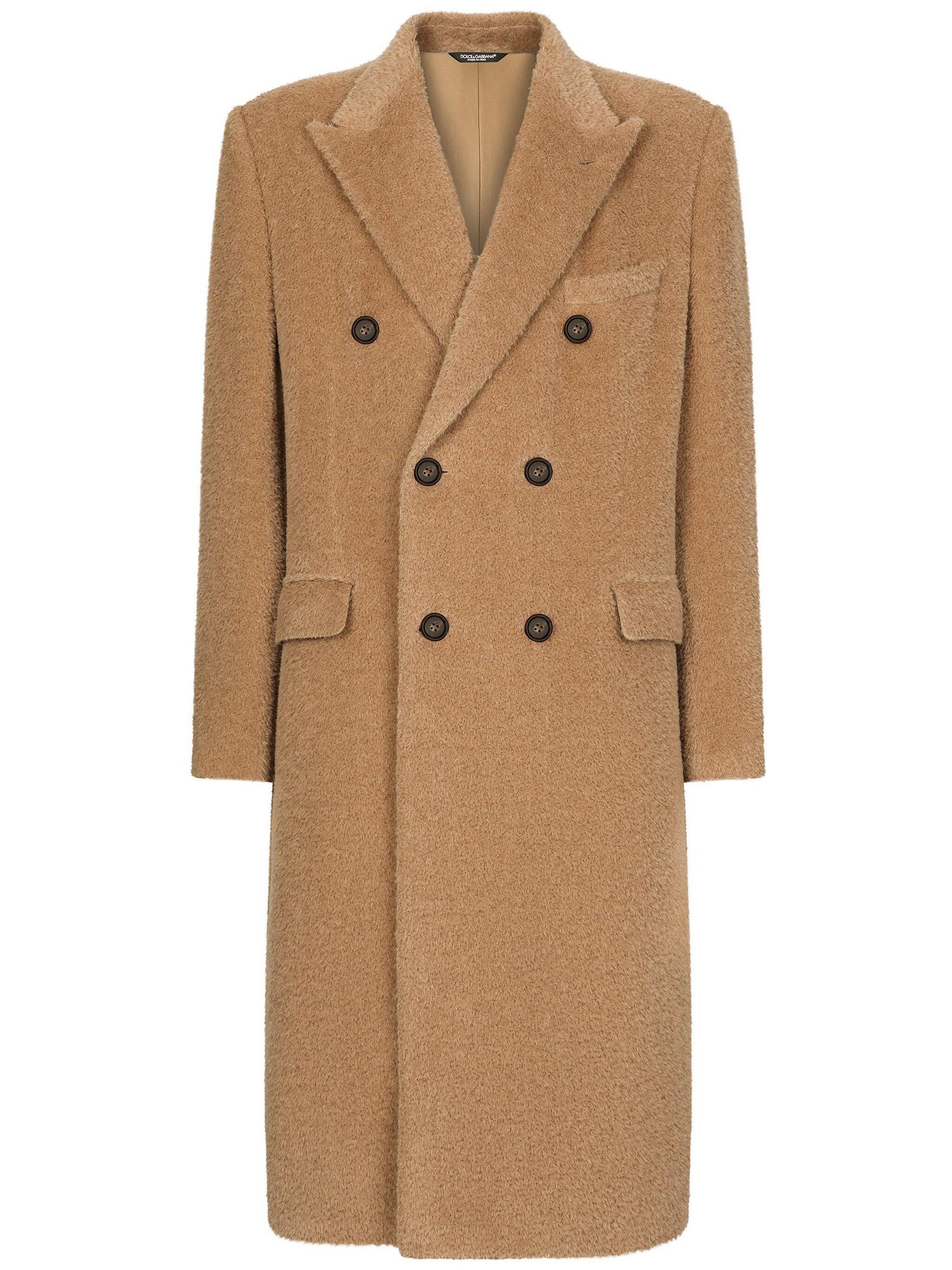 Dolce Gabbana Double Breasted Wool Coat in Natural for Men Lyst UK