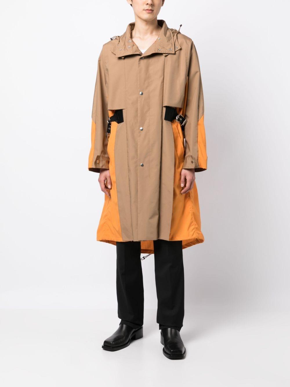 Toga Virilis Taffeta Detachable-hood Midi Coat in Orange for Men