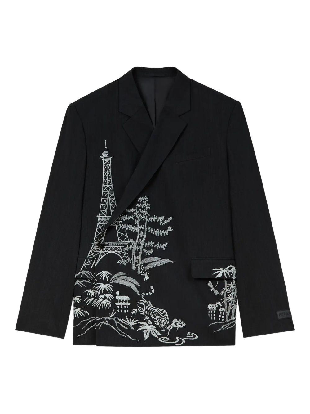 ★KENZO★ Double-breasted jacket black FD52VE0399JB99 FD52VE Kenzo kimono Solid Kimono PRM EU