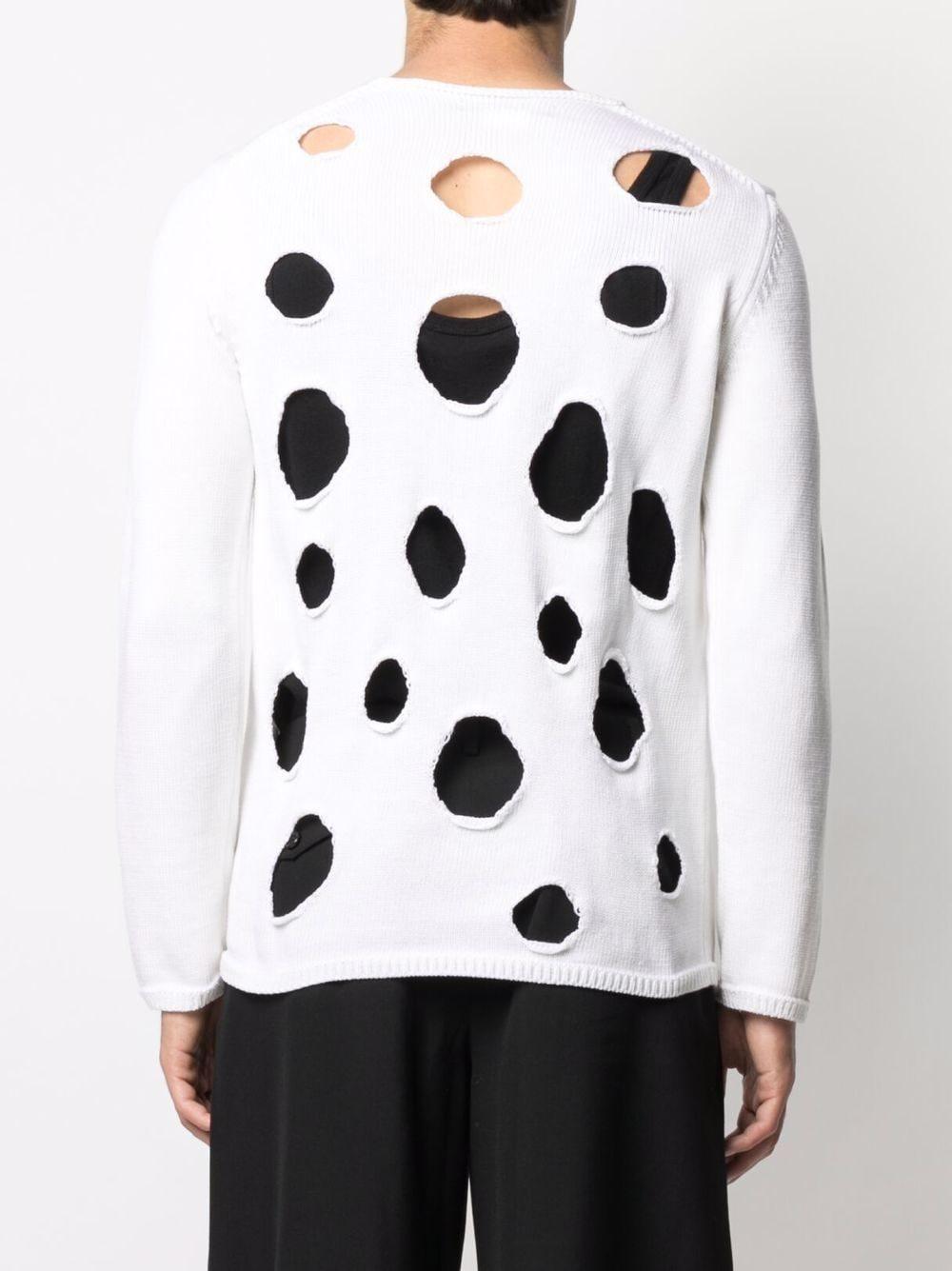 Black Comme Des Garçons Cut-out Hole Jumper in White | Lyst