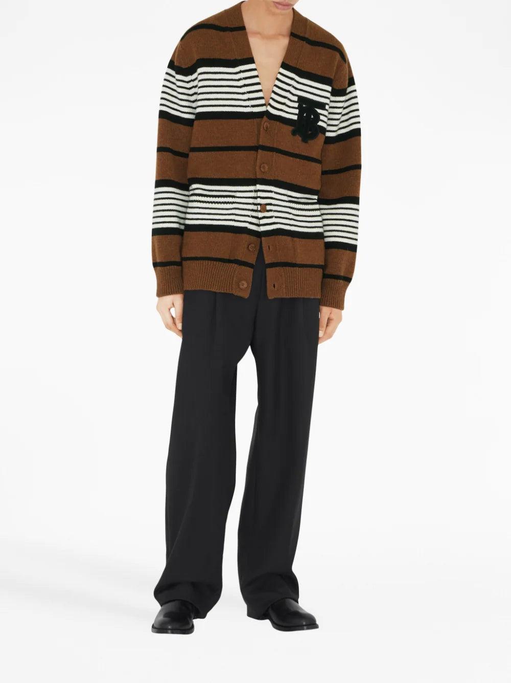 Burberry Striped Wool blend Cardigan in Black for Men Lyst