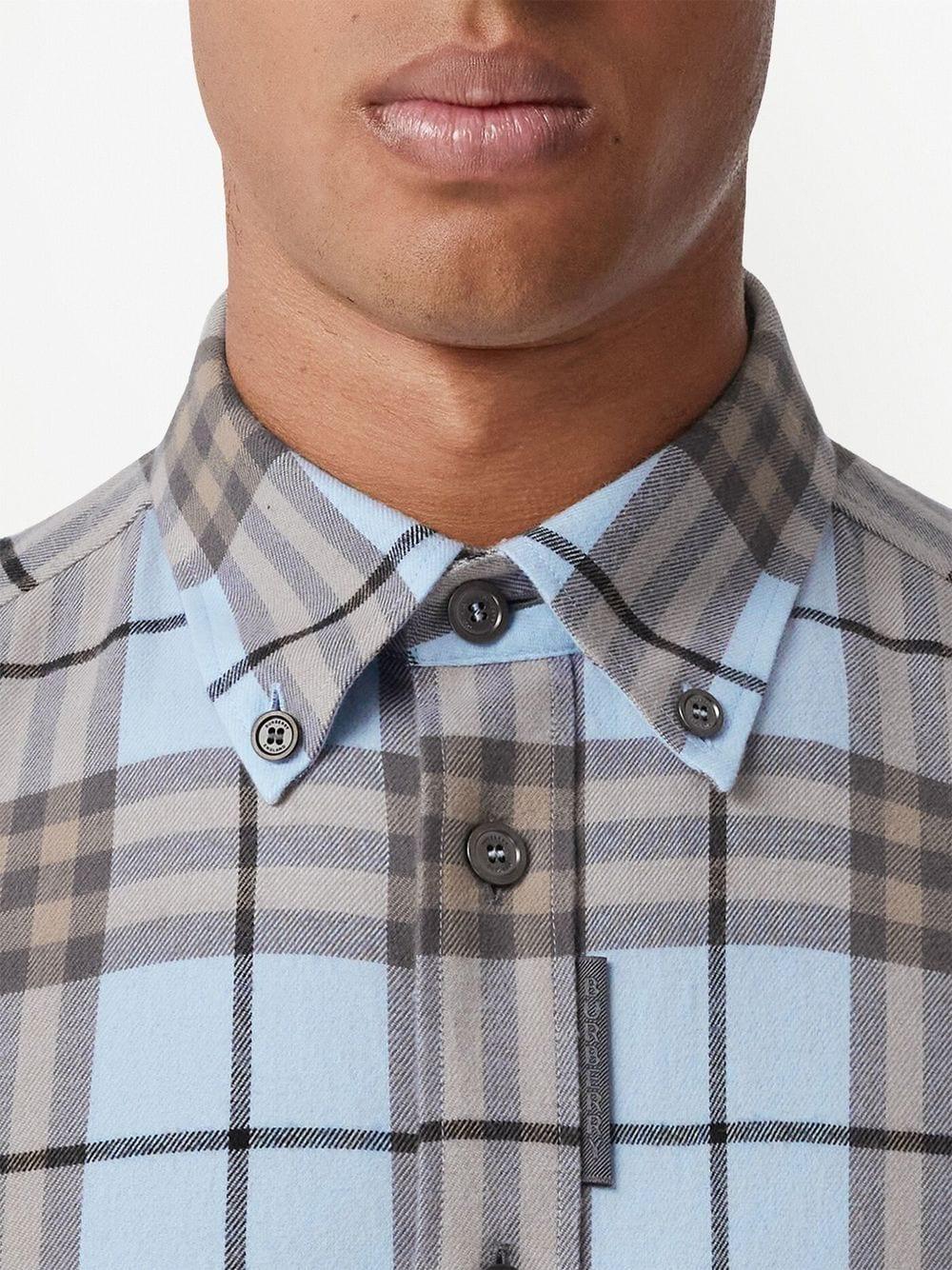 Burberry Check-pattern Flannel Shirt in Blue for Men | Lyst