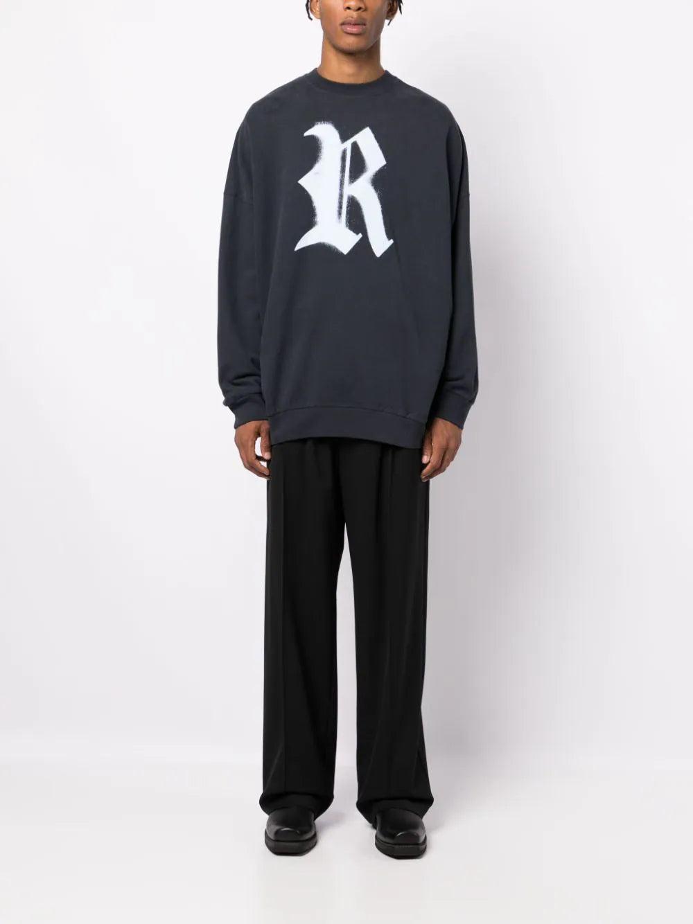 Raf Simons Logo-print Cotton Sweatshirt in Blue for Men | Lyst