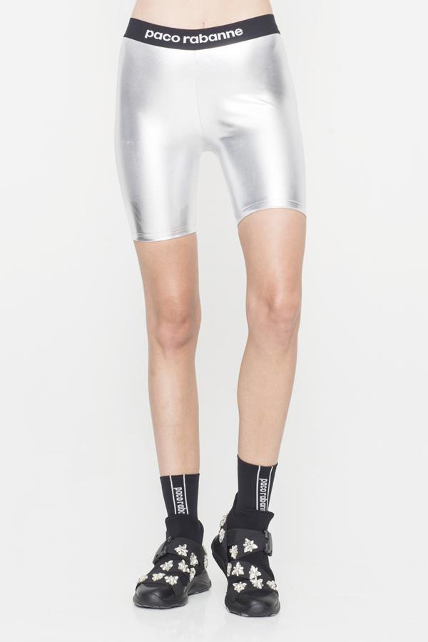 silver biker shorts