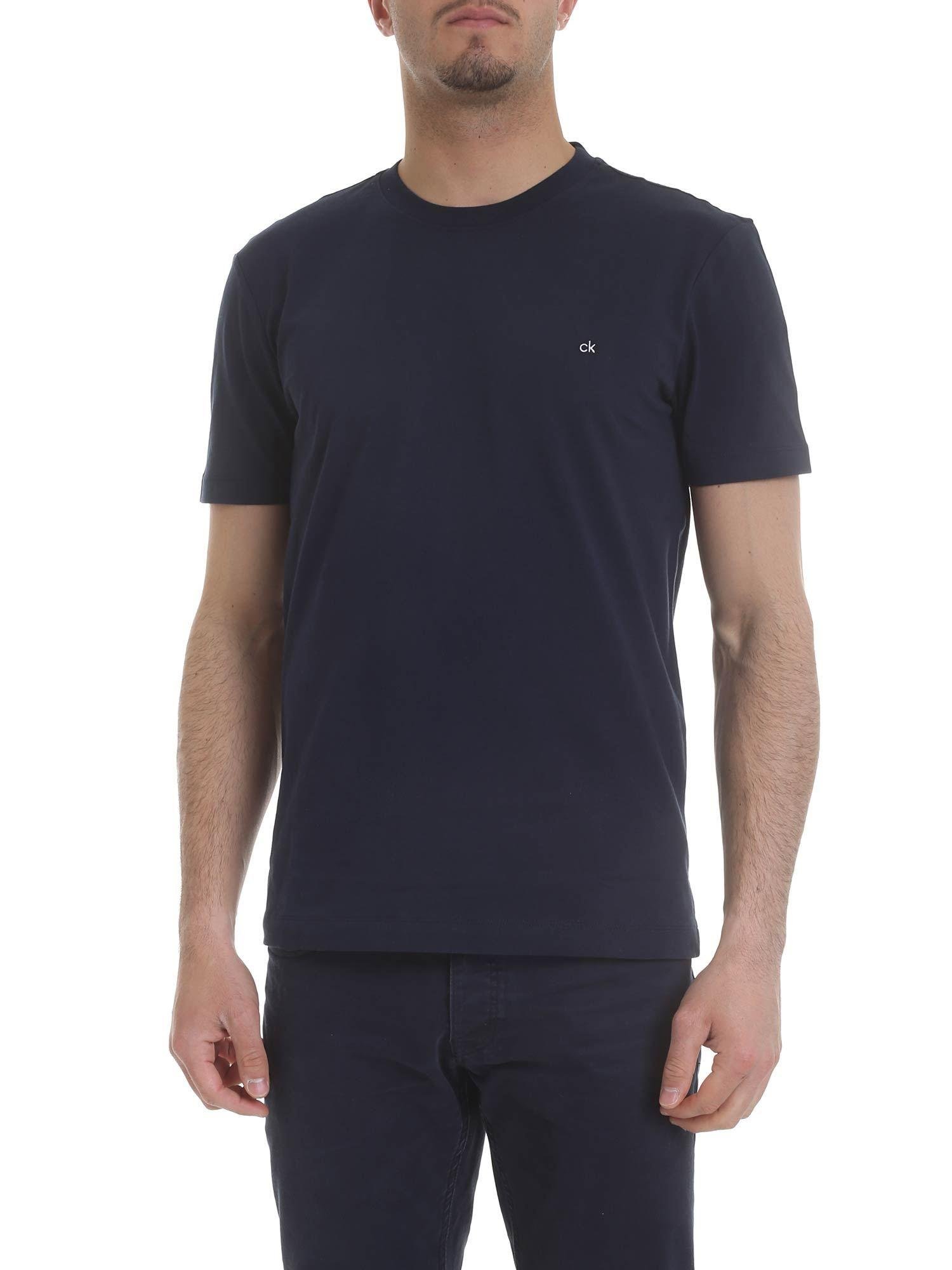 Calvin Klein Blue T-shirt With Ck Logo Embroidery for Men - Lyst