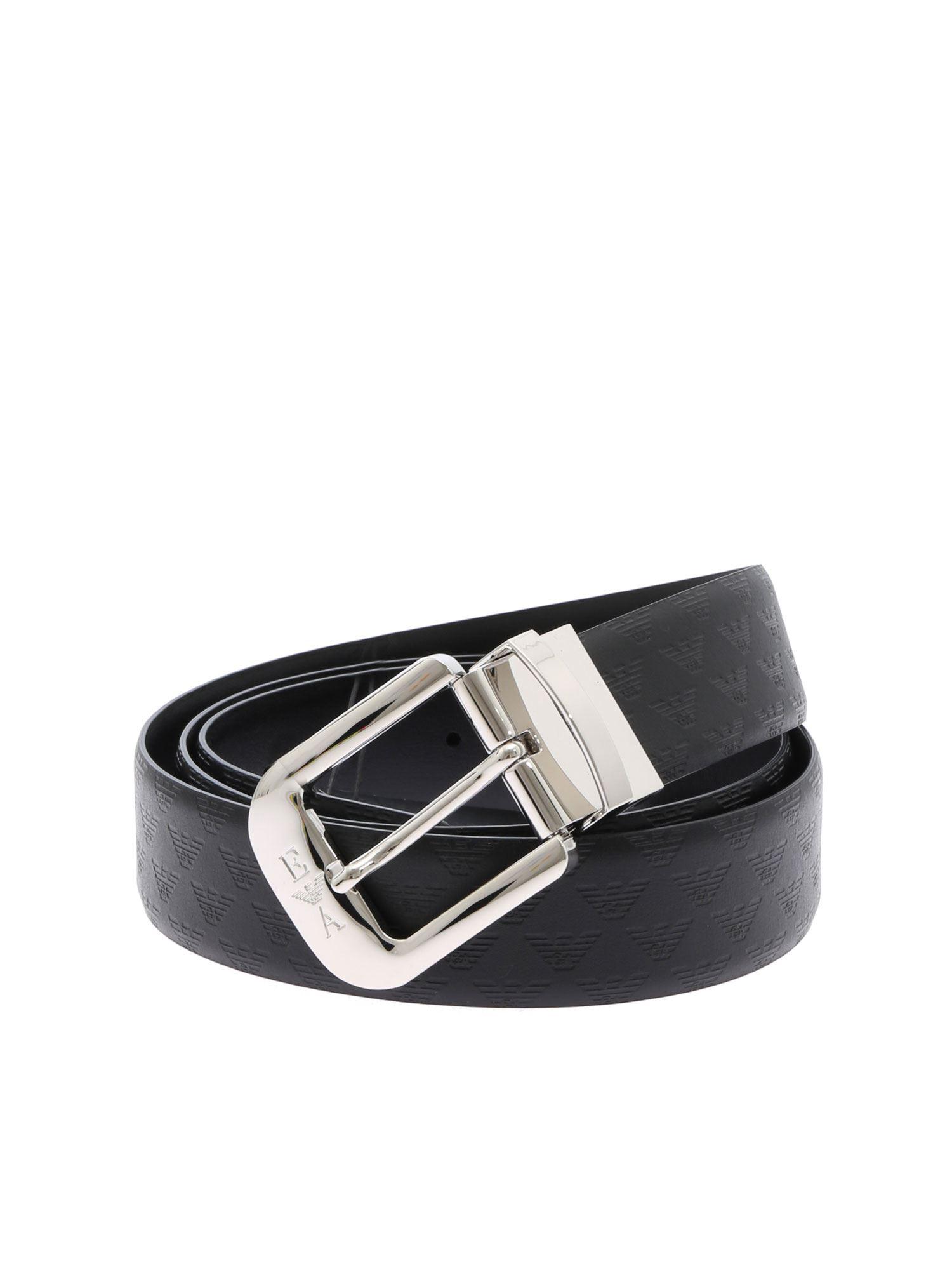 Emporio Armani Leather Black Belt With Eagle Logo for Men - Lyst