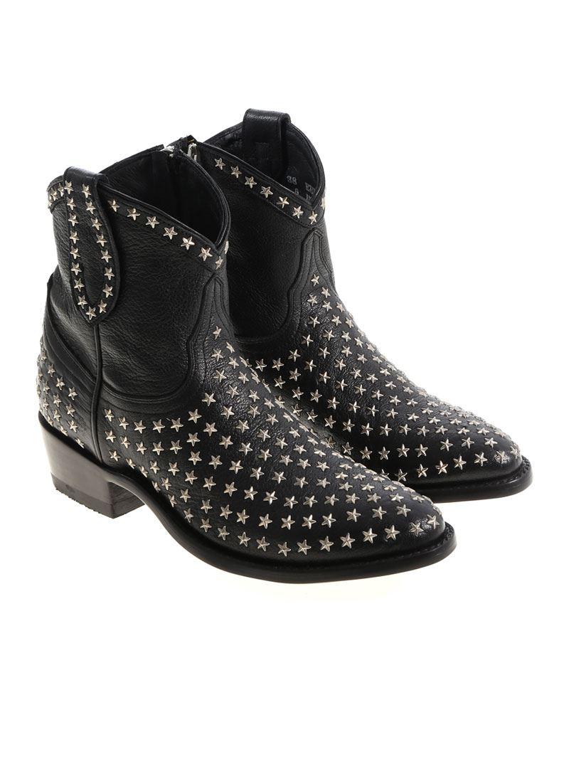 Mexicana Black Mexican Ankle Boots With Metal Stars in Black - Lyst