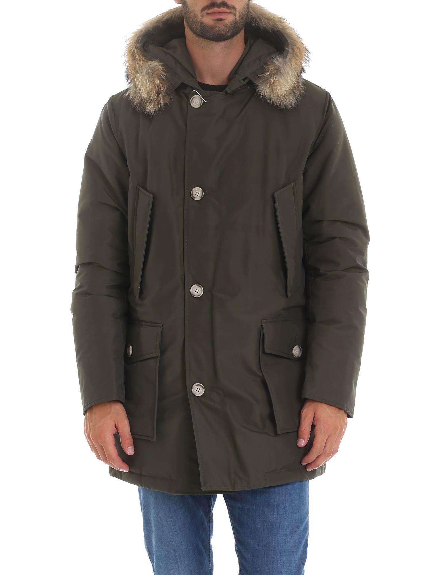Woolrich Cotton Arctic Parka Df Down Jacket In Army Green Color for Men