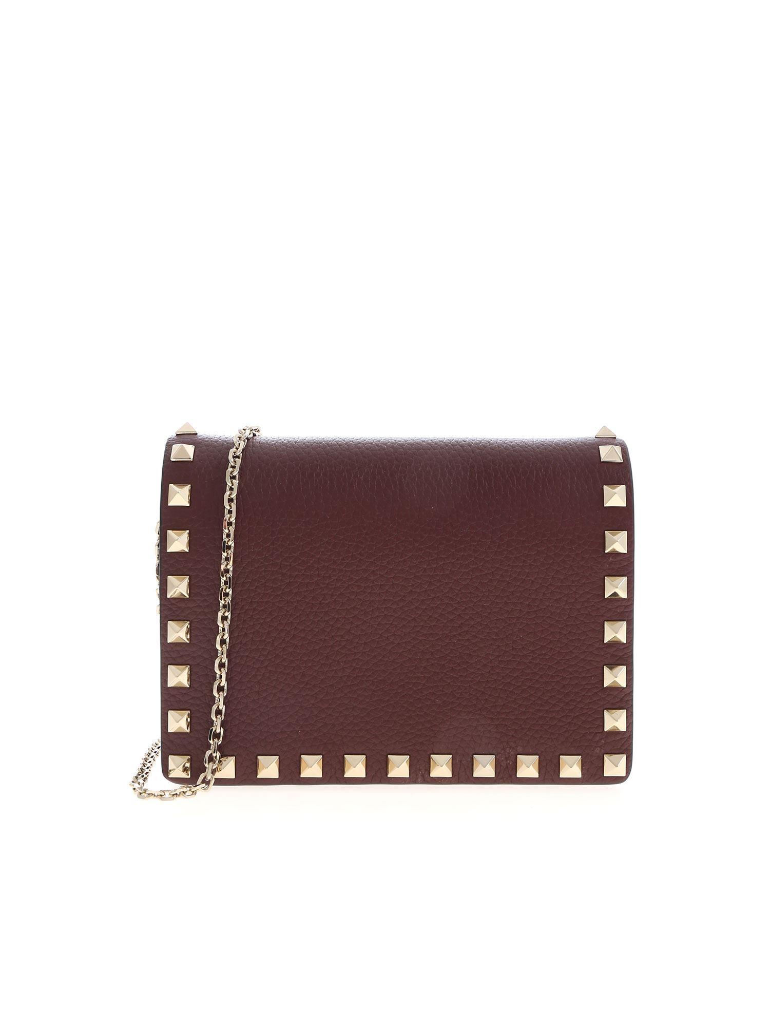 Valentino Leather Rockstud Mini Bag In Wine Color In Purple Lyst