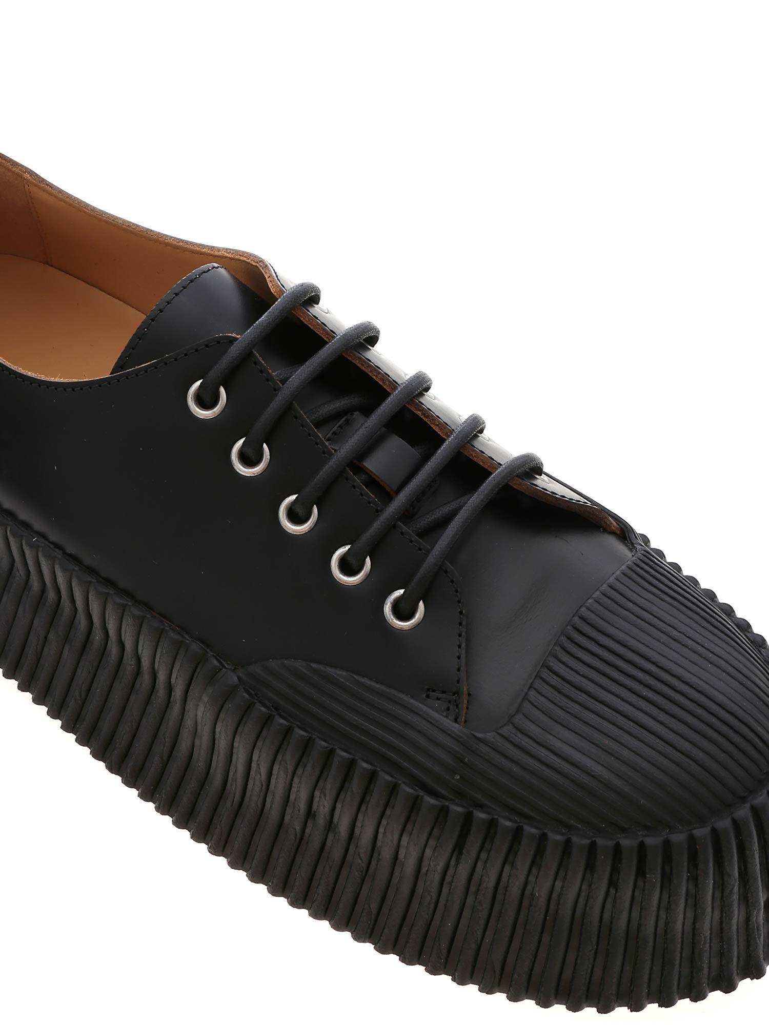 jil sander leather platform sneakers