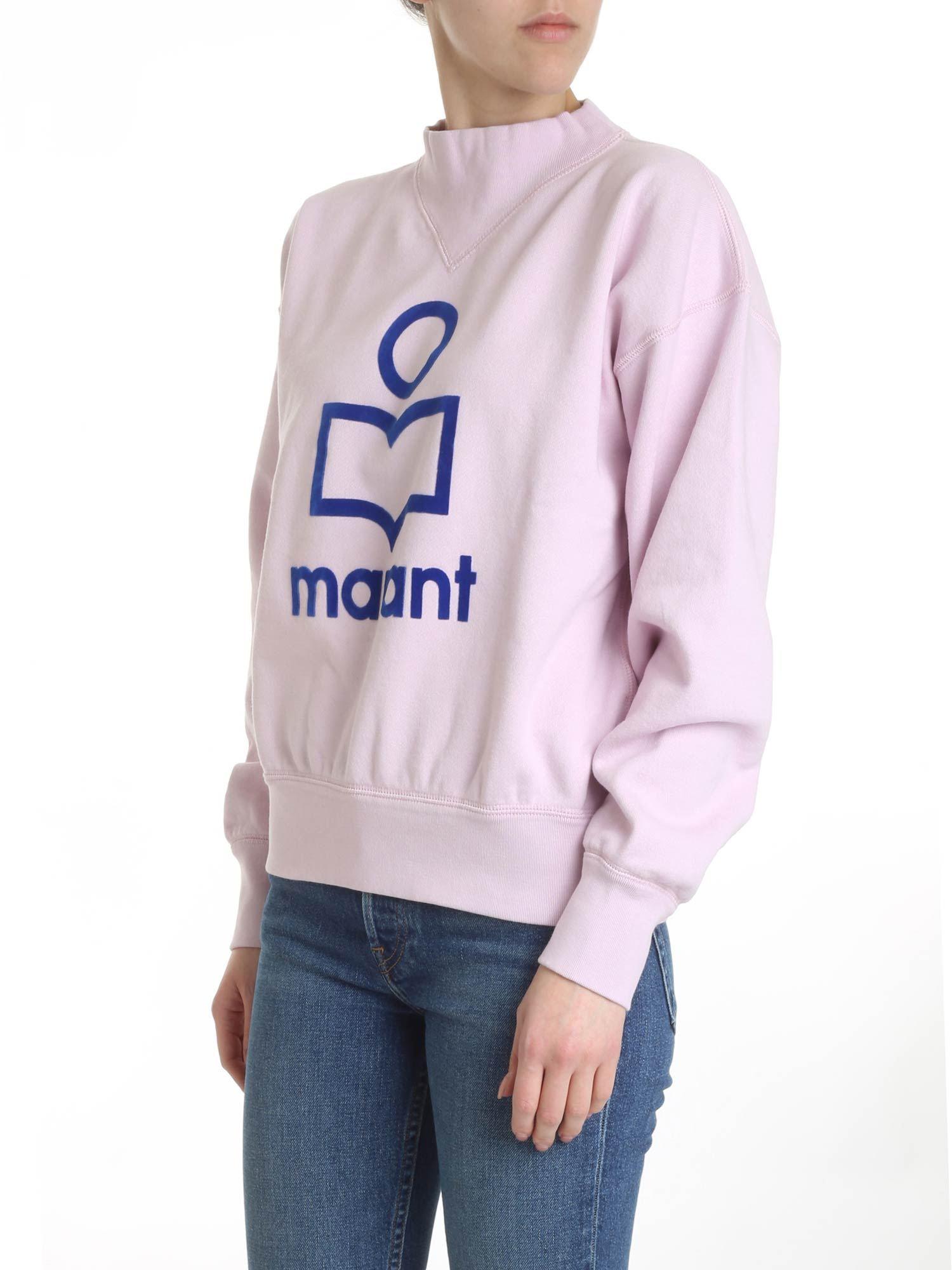 Ãtoile Isabel Marant Fleece Pink Moby Sweatshirt With Flock Print - Lyst