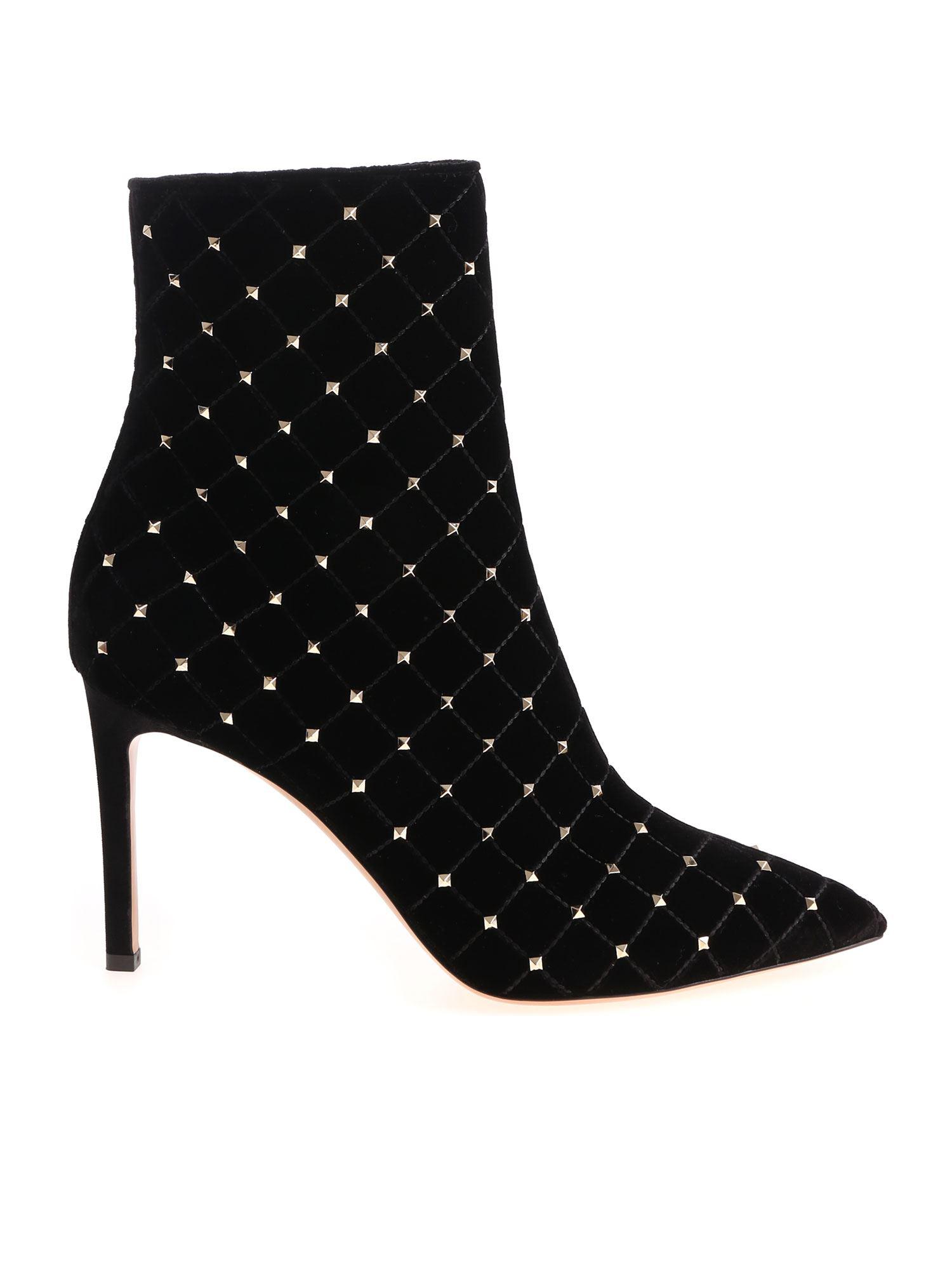 Black Quilted Ankle Boots With Studs - Lyst