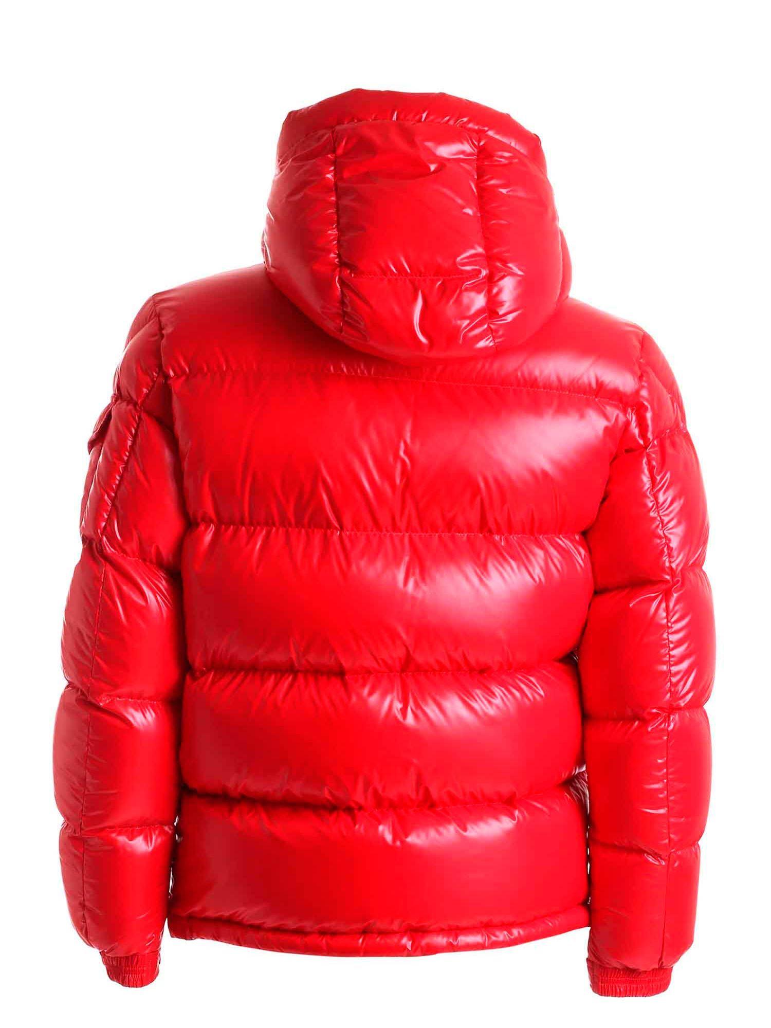 Moncler Ecrins Red Down Jacket Featuring Hood for Men - Lyst
