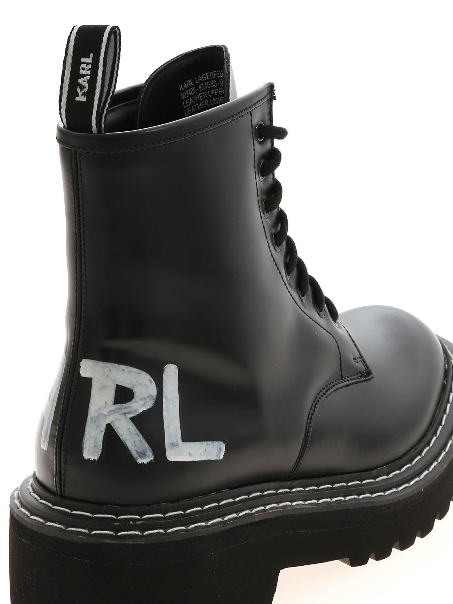 Karl Lagerfeld Leather Patrol Ii Ankle Boots in Black Lyst