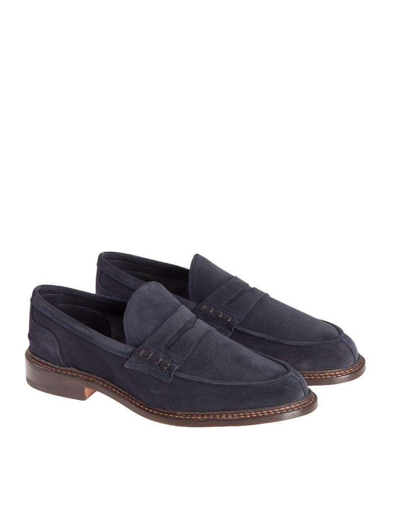 Tricker's Blue Suede Loafers for Men - Lyst