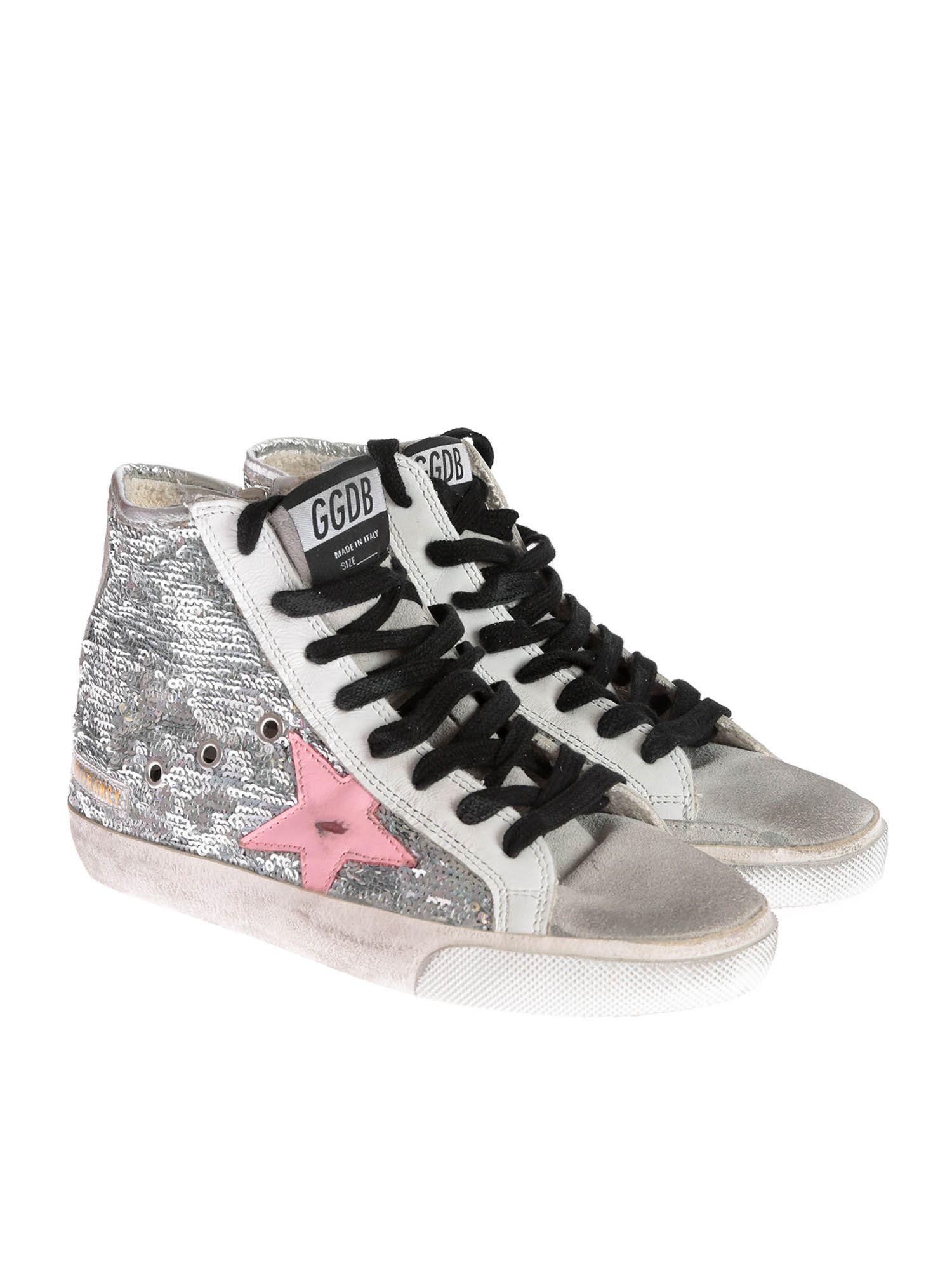 Golden Goose Deluxe Brand Silver Sequin Francy Sneakers in Metallic - Lyst